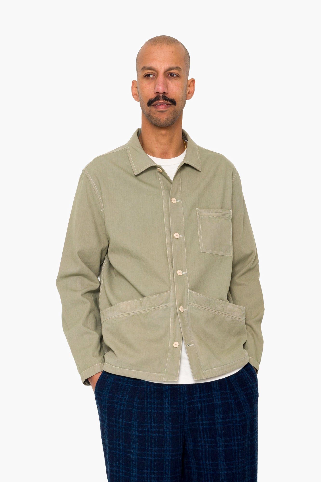 Meyer Shirt Jacket - Silver Sage Herringbone