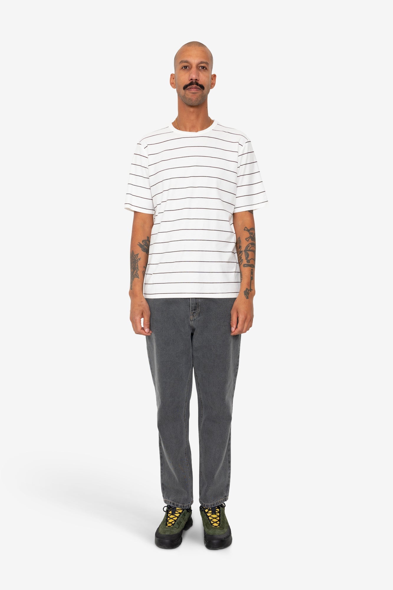Microstripe T-Shirt - Ecru / Black Grape