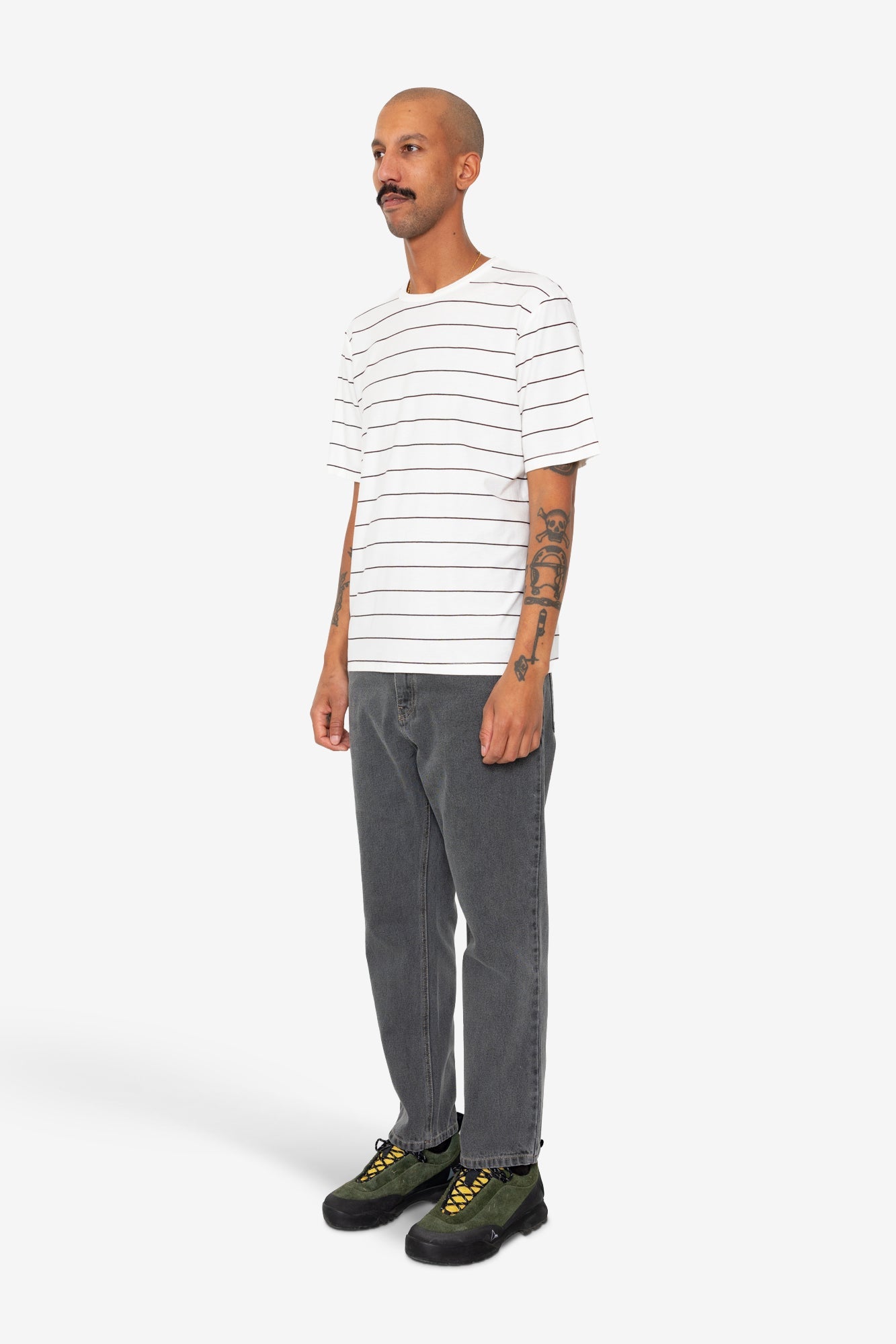 Microstripe T-Shirt - Ecru / Black Grape