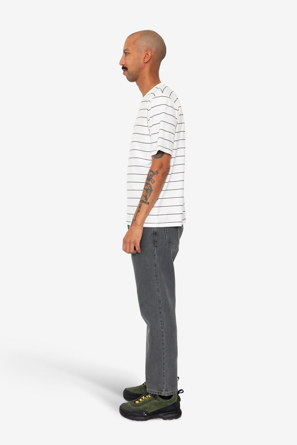Microstripe T-Shirt - Ecru / Black Grape