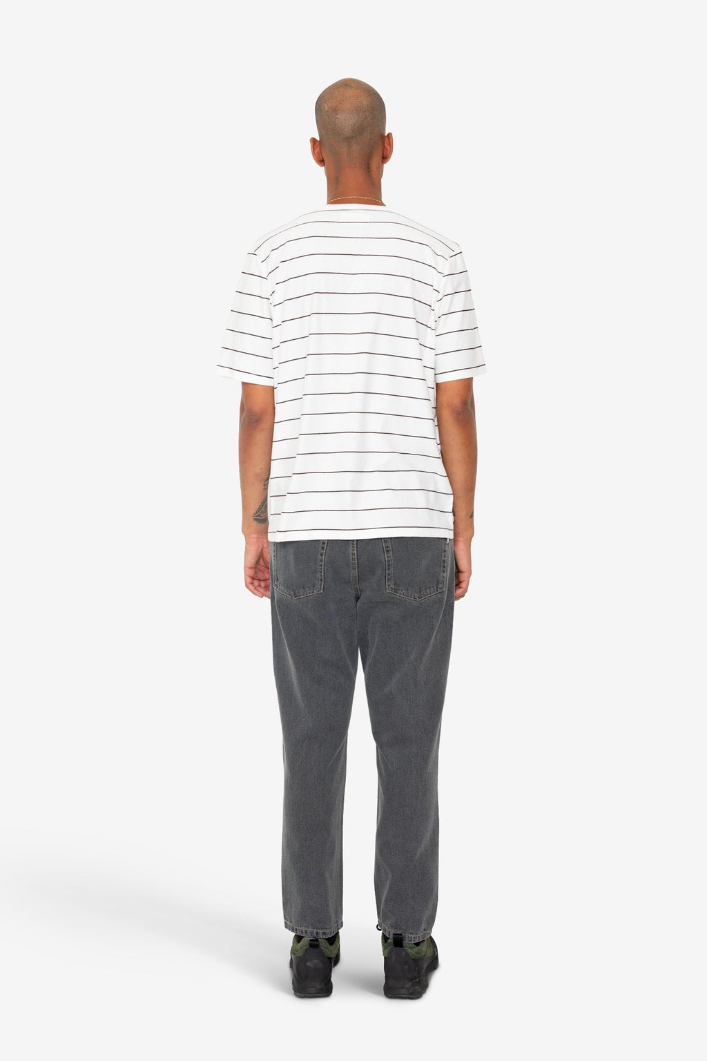 Microstripe T-Shirt - Ecru / Black Grape