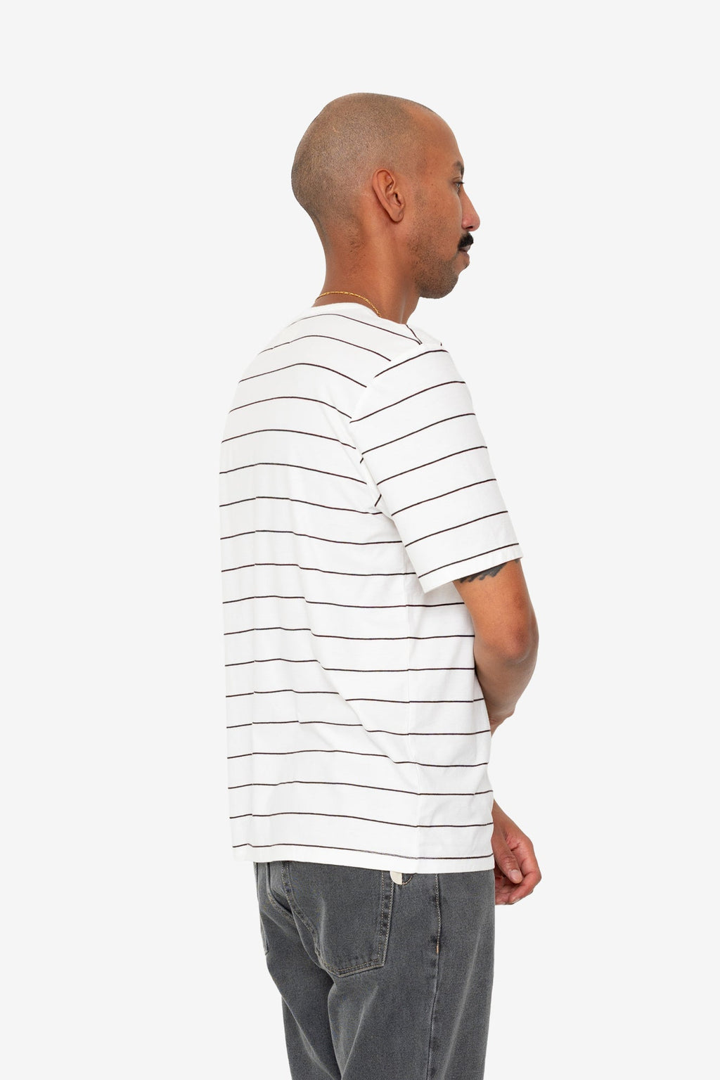 Microstripe T-Shirt - Ecru / Black Grape