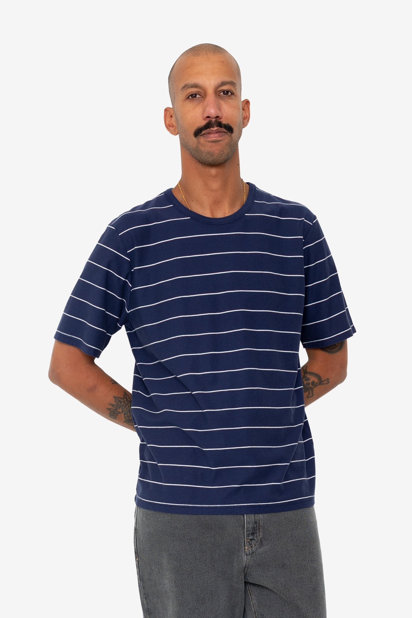 Microstripe T-Shirt - Navy / Ecru