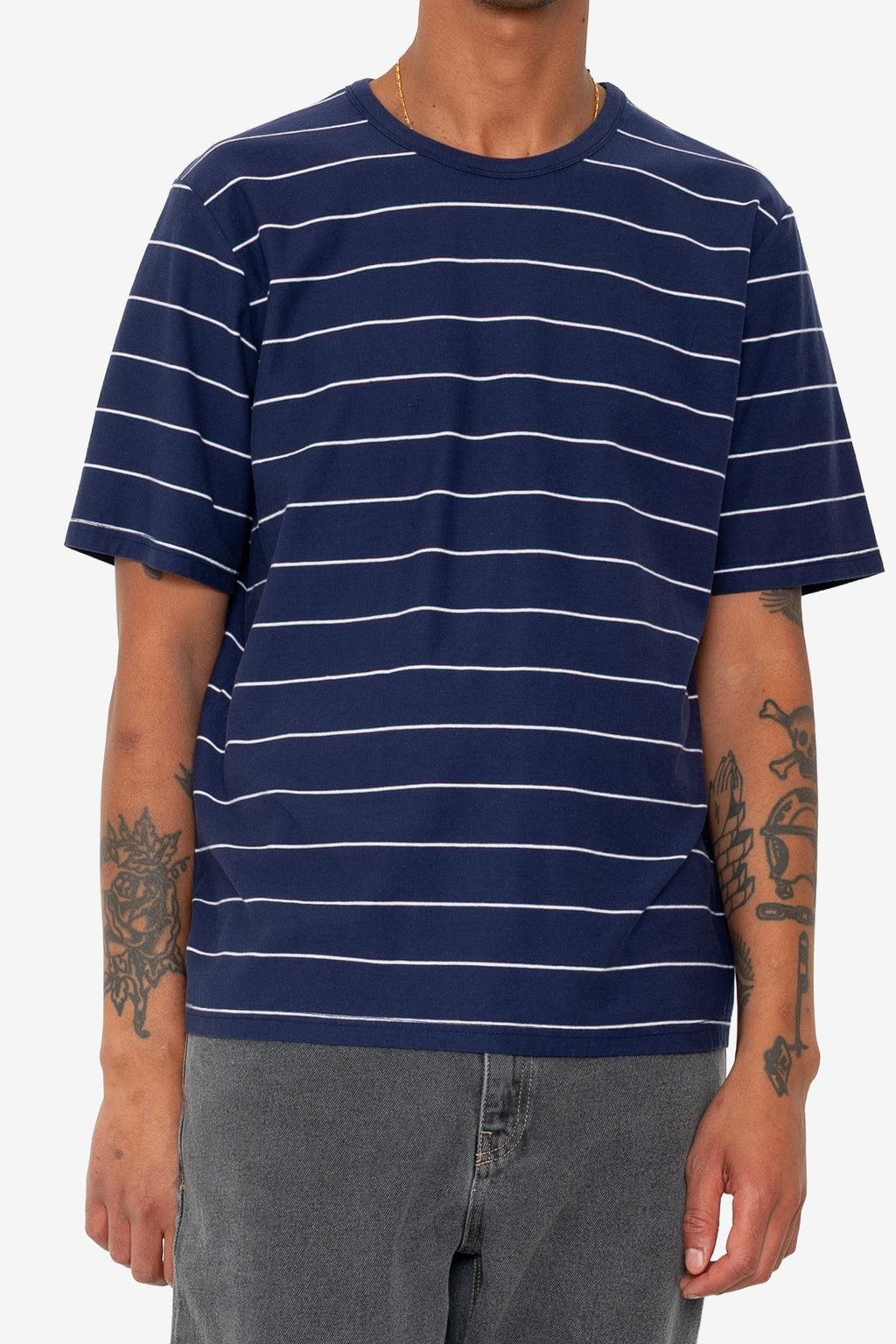Microstripe T-Shirt - Navy / Ecru