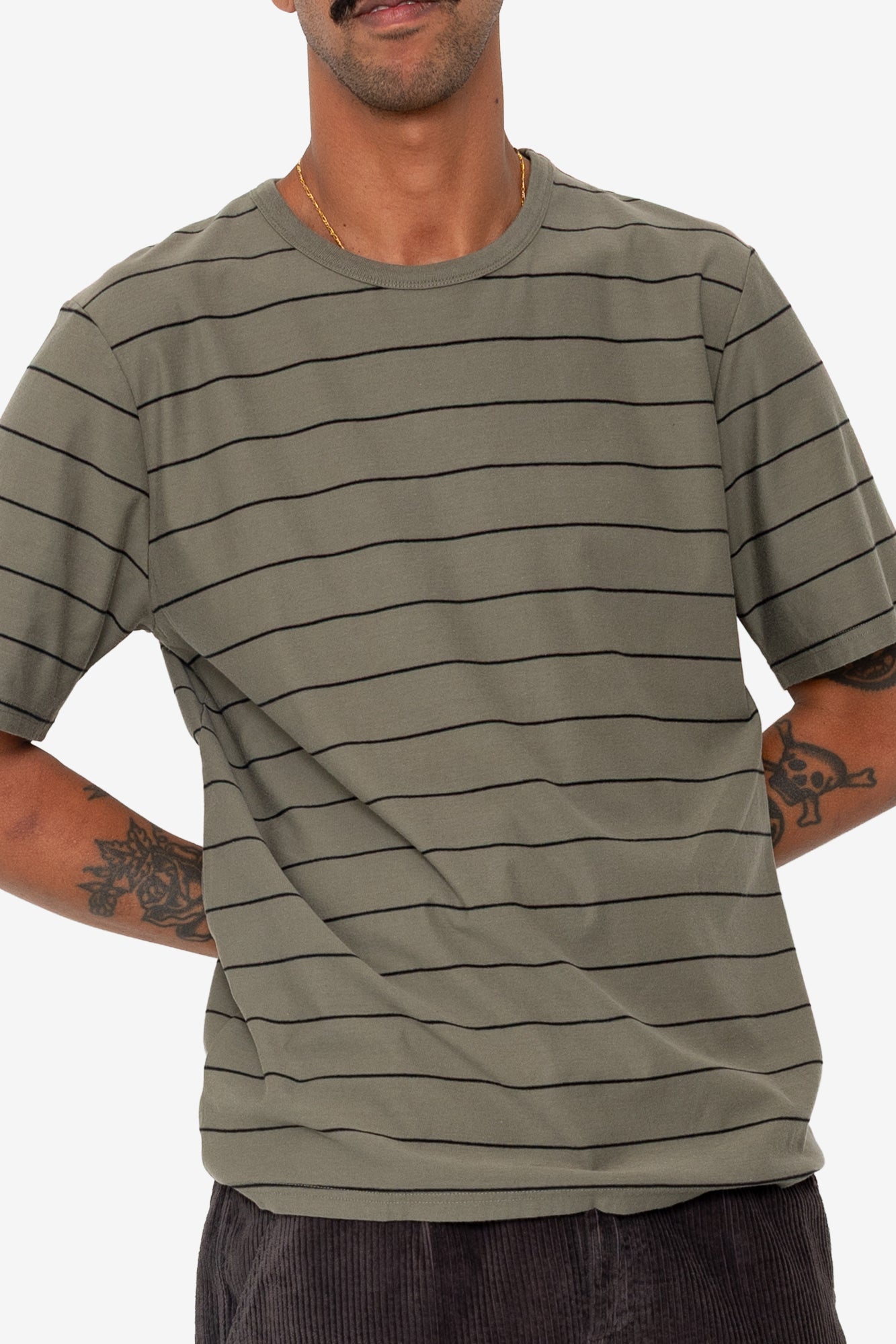 Microstripe T-Shirt - Olive / Black