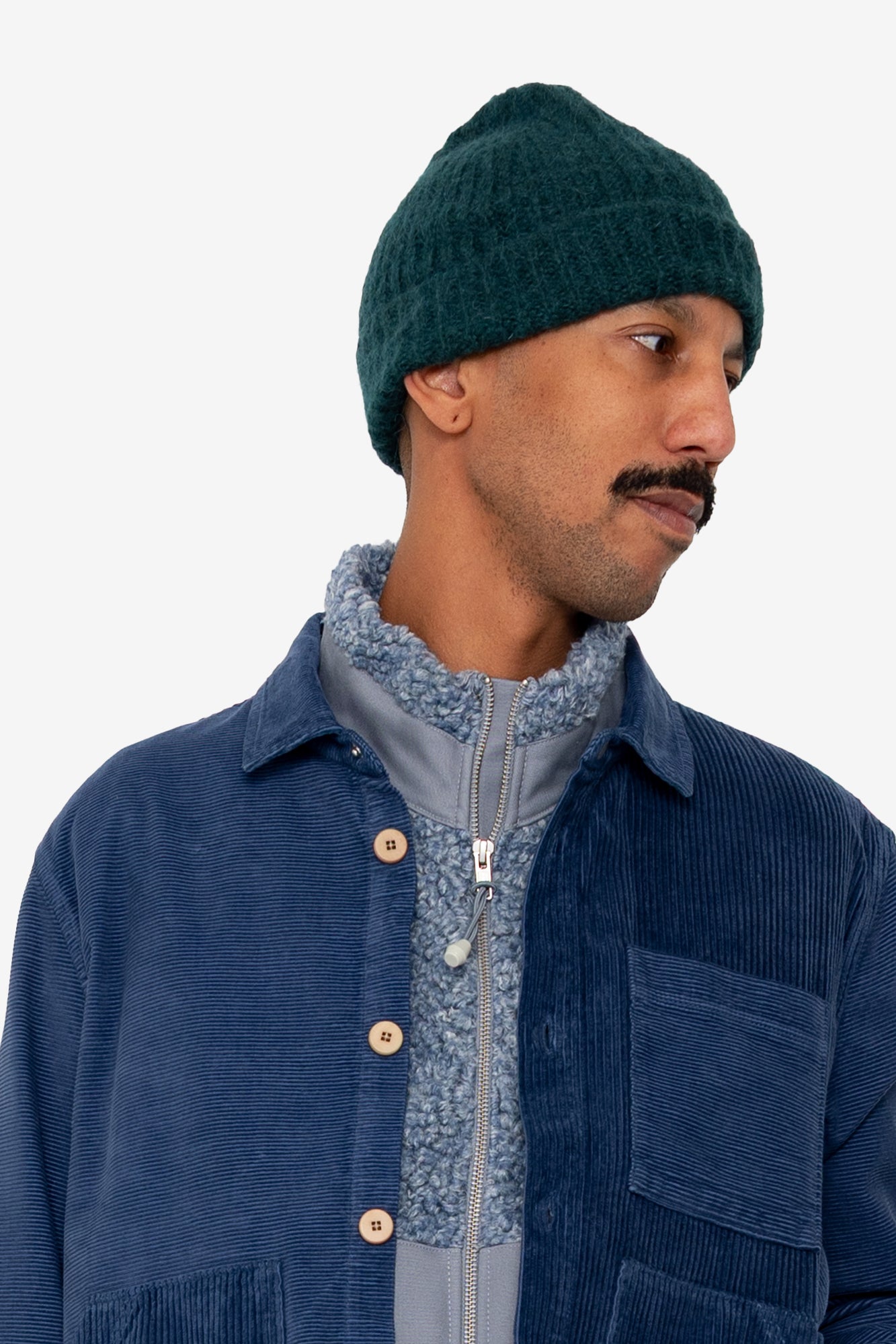 Mohair Rib Beanie - Phthalo Green