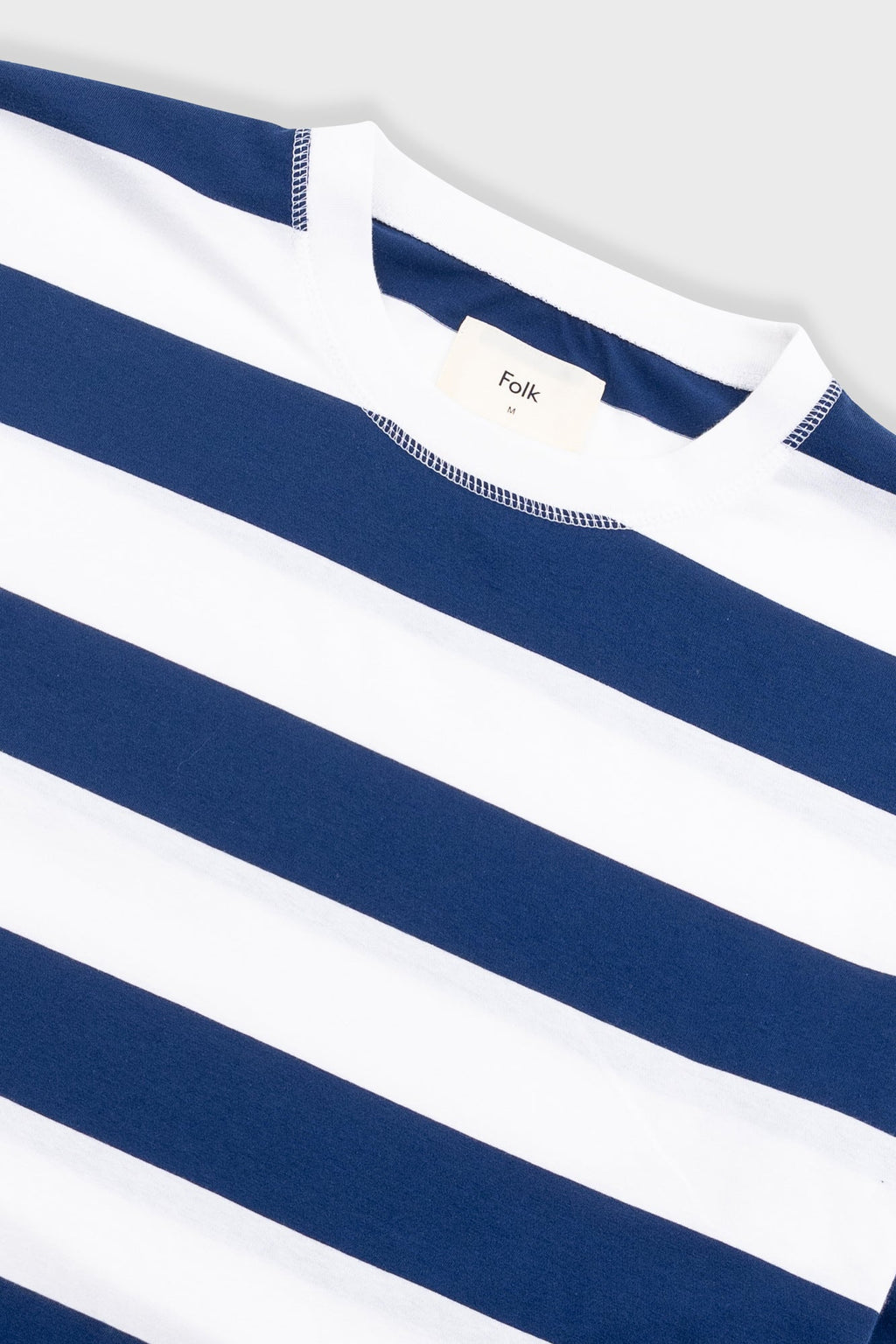 Oversized Striped T-Shirt - Off White / Indigo Blue