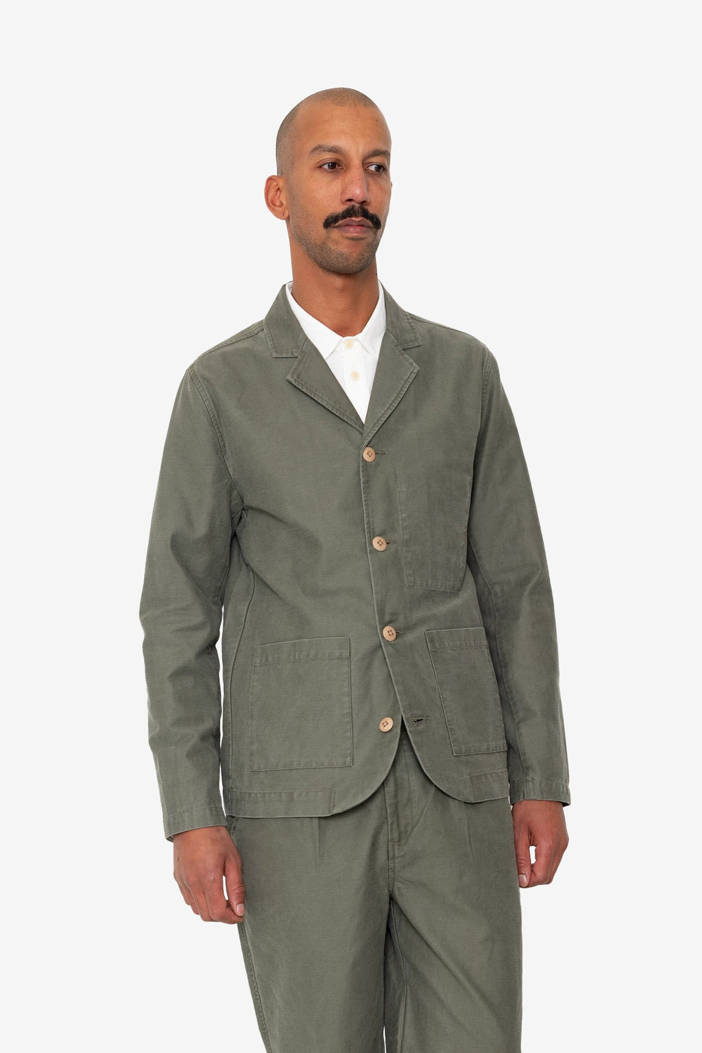 Patch Jacket - Dark Olive Slub