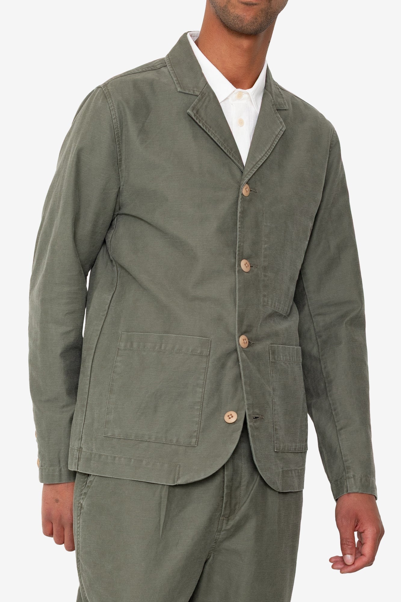 Patch Jacket - Dark Olive Slub