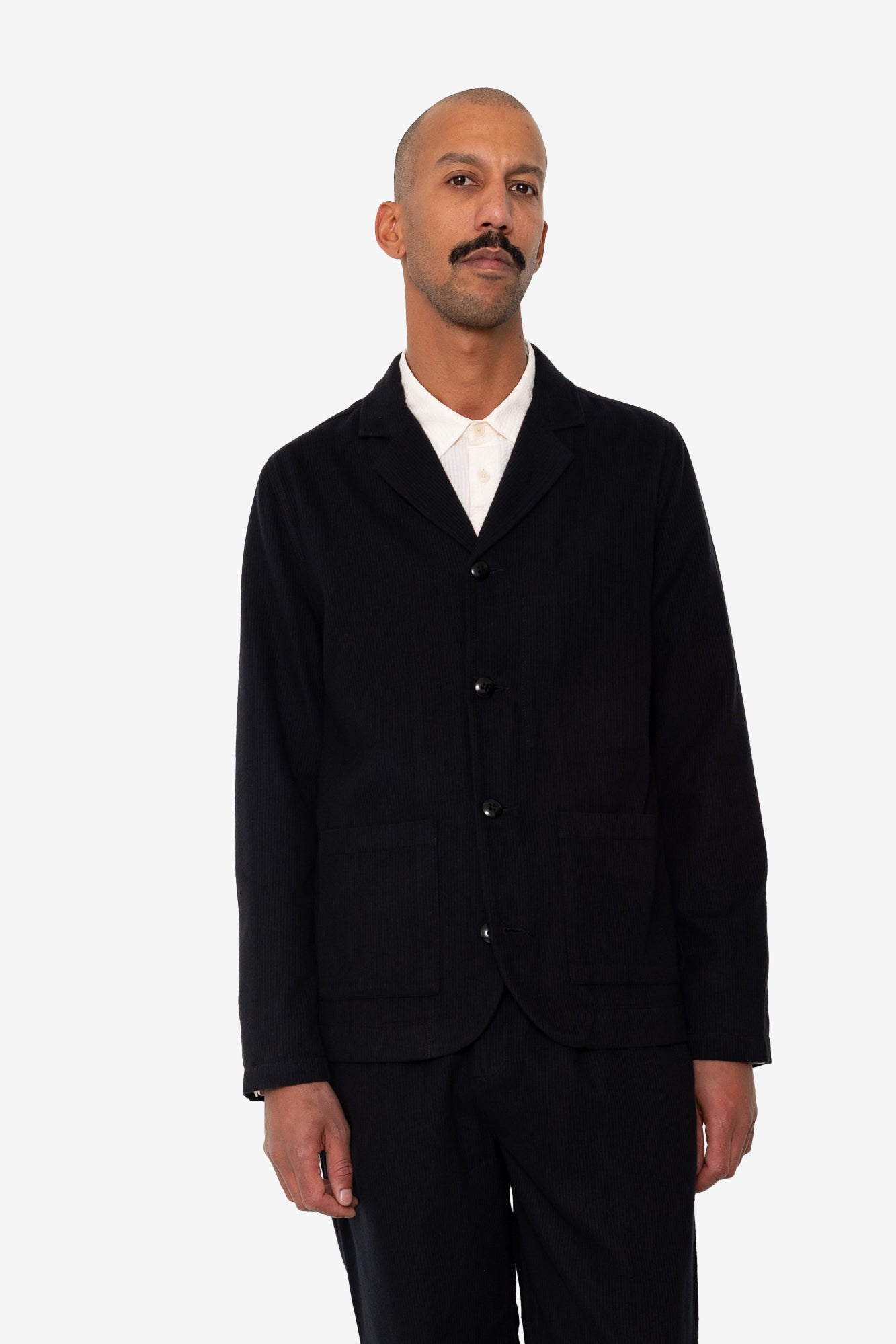 Patch Jacket - Soft Black Brushed Stripe
