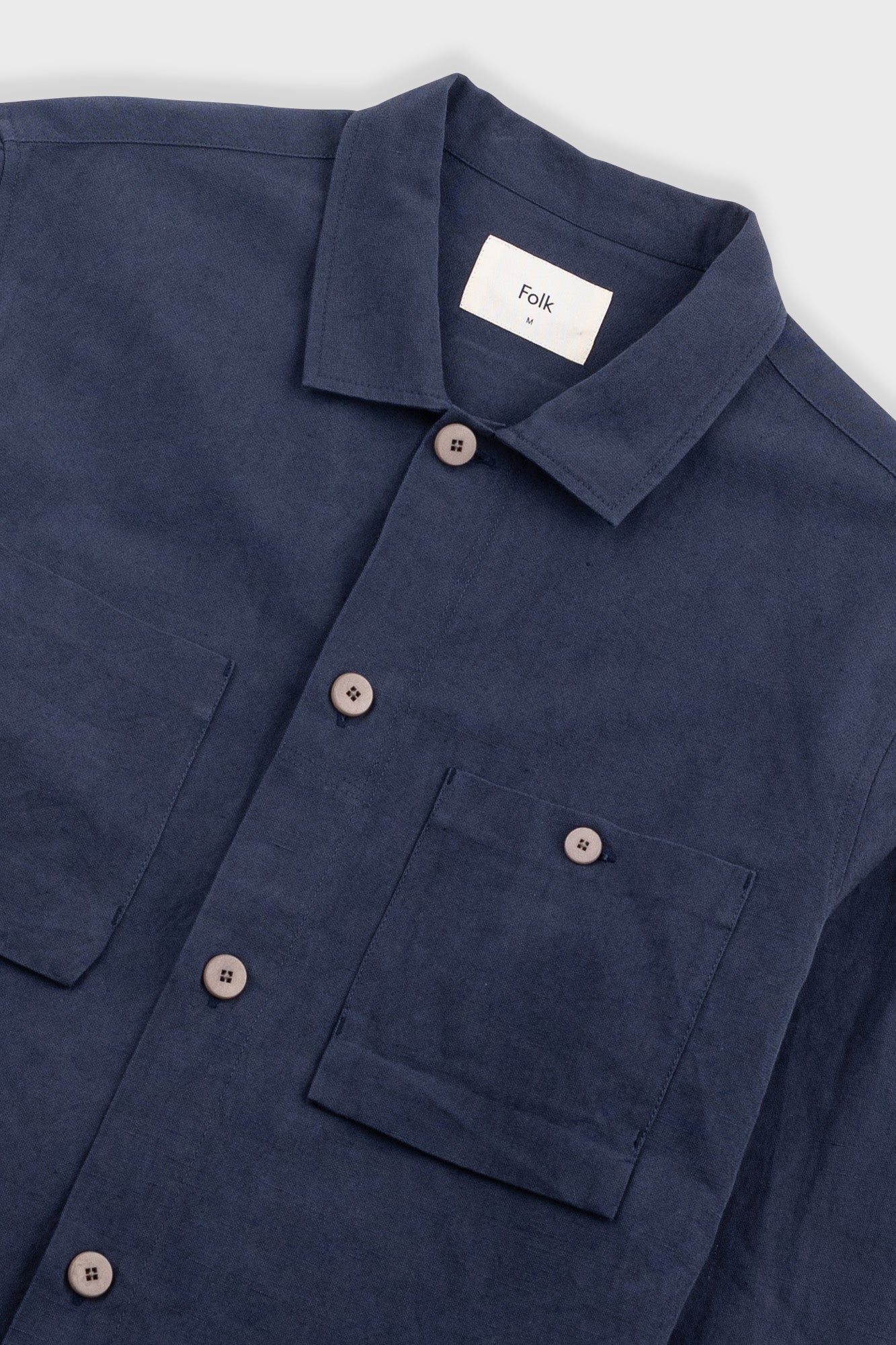 Patch Overshirt - Dark Navy Slub Linen
