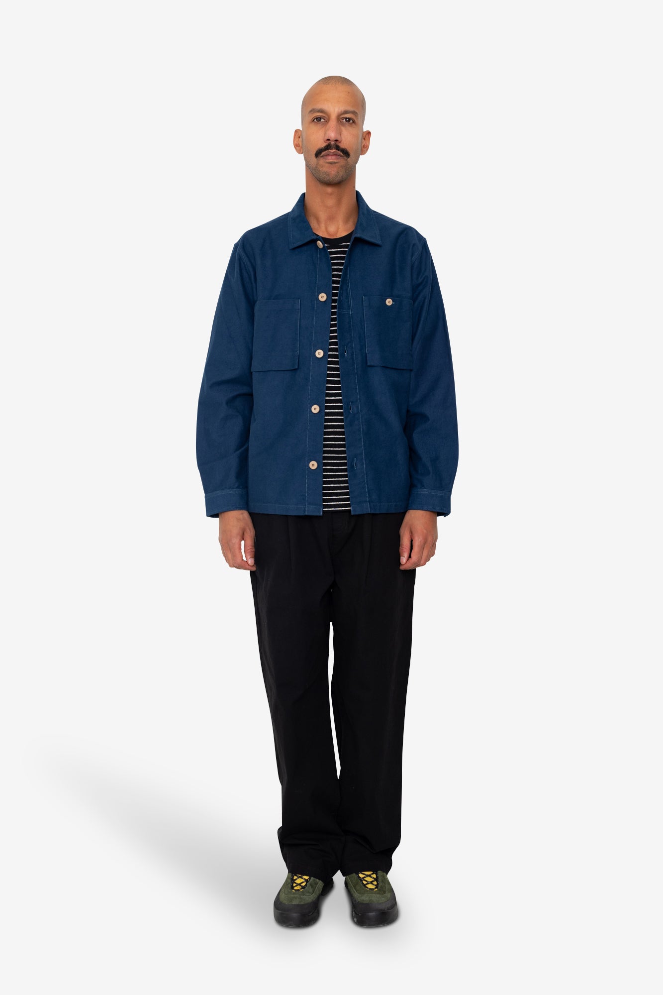 Patch Overshirt - Ink Blue Moleskin