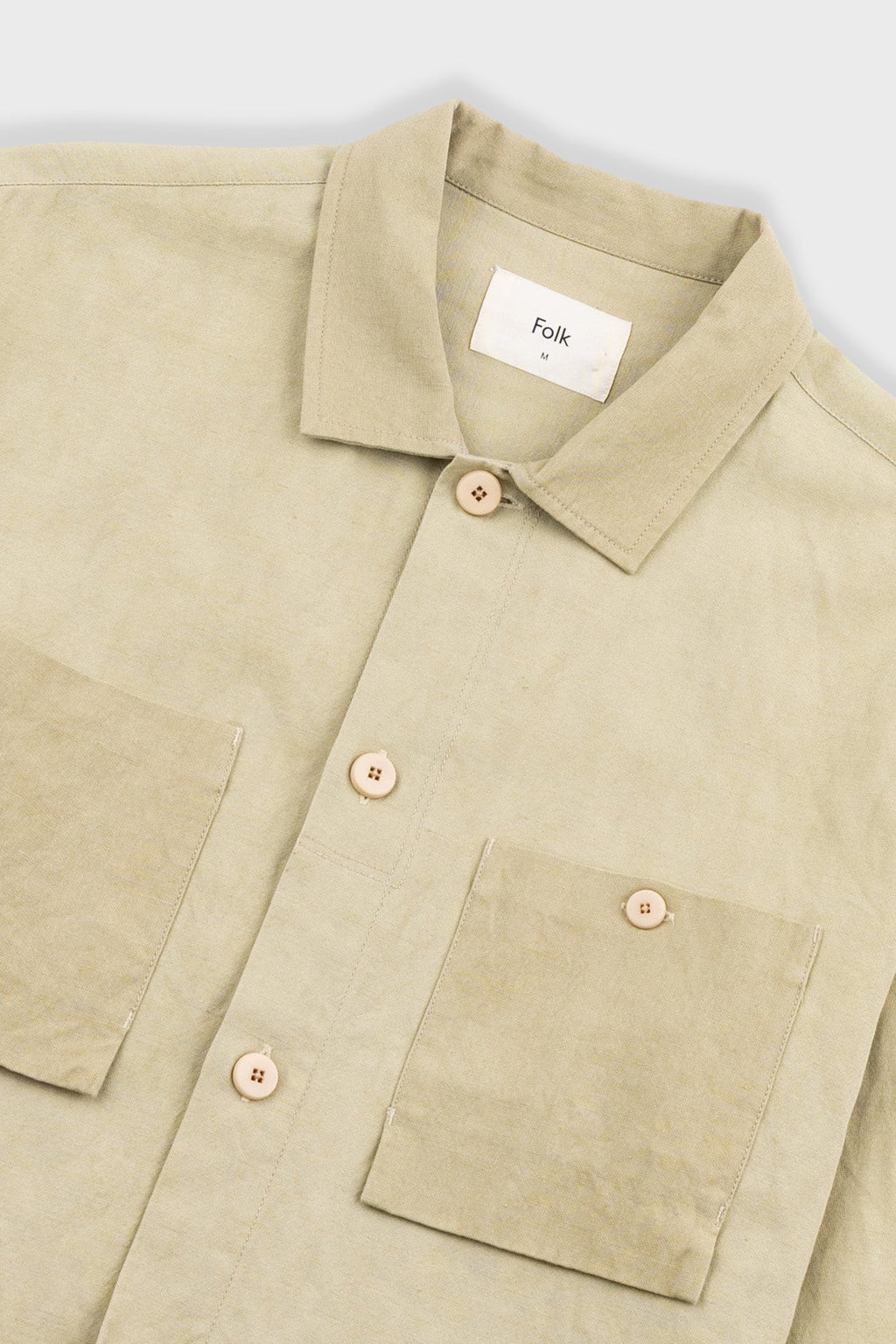 Patch Overshirt - Light Khaki Slub Linen