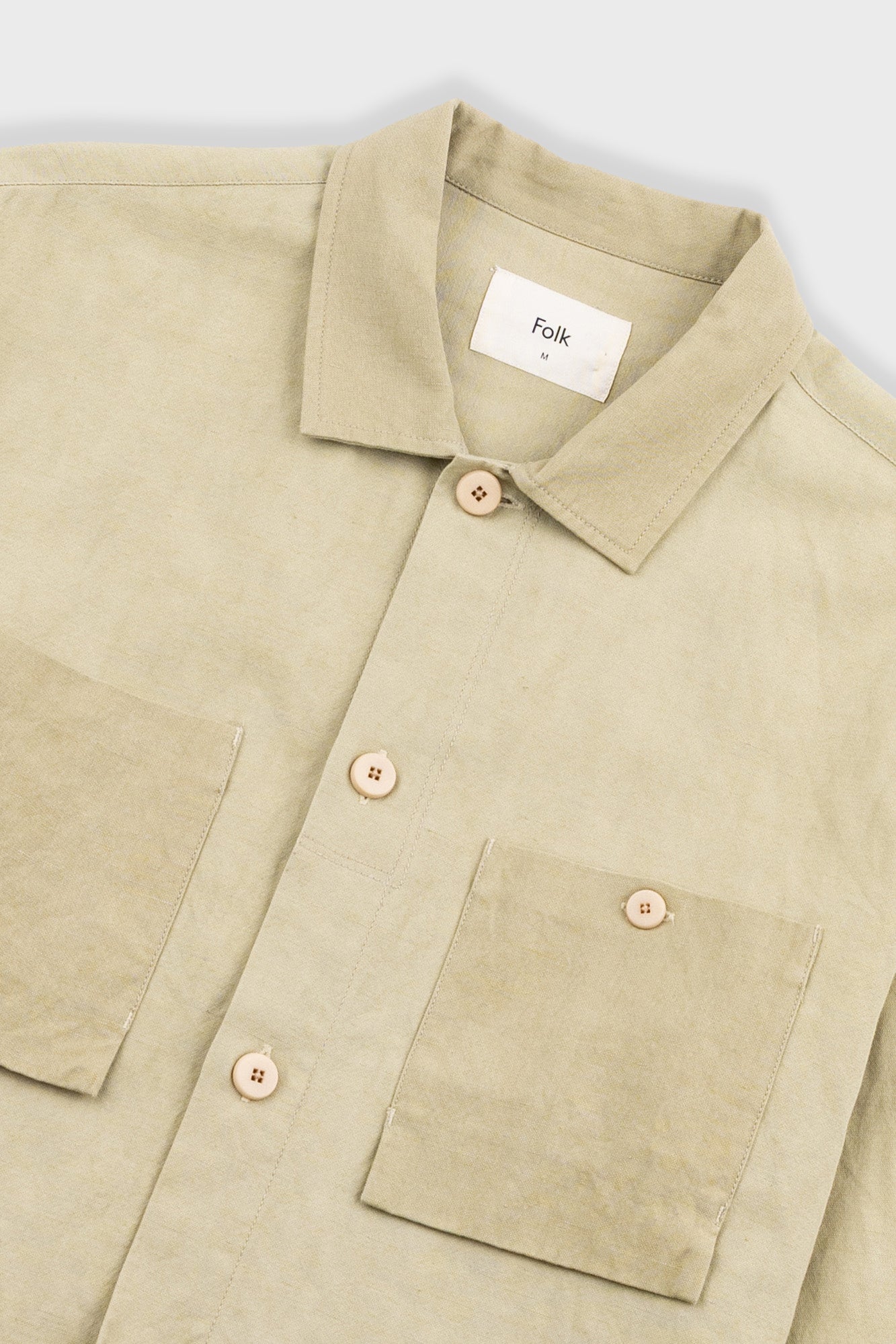 Patch Overshirt - Light Khaki Slub Linen