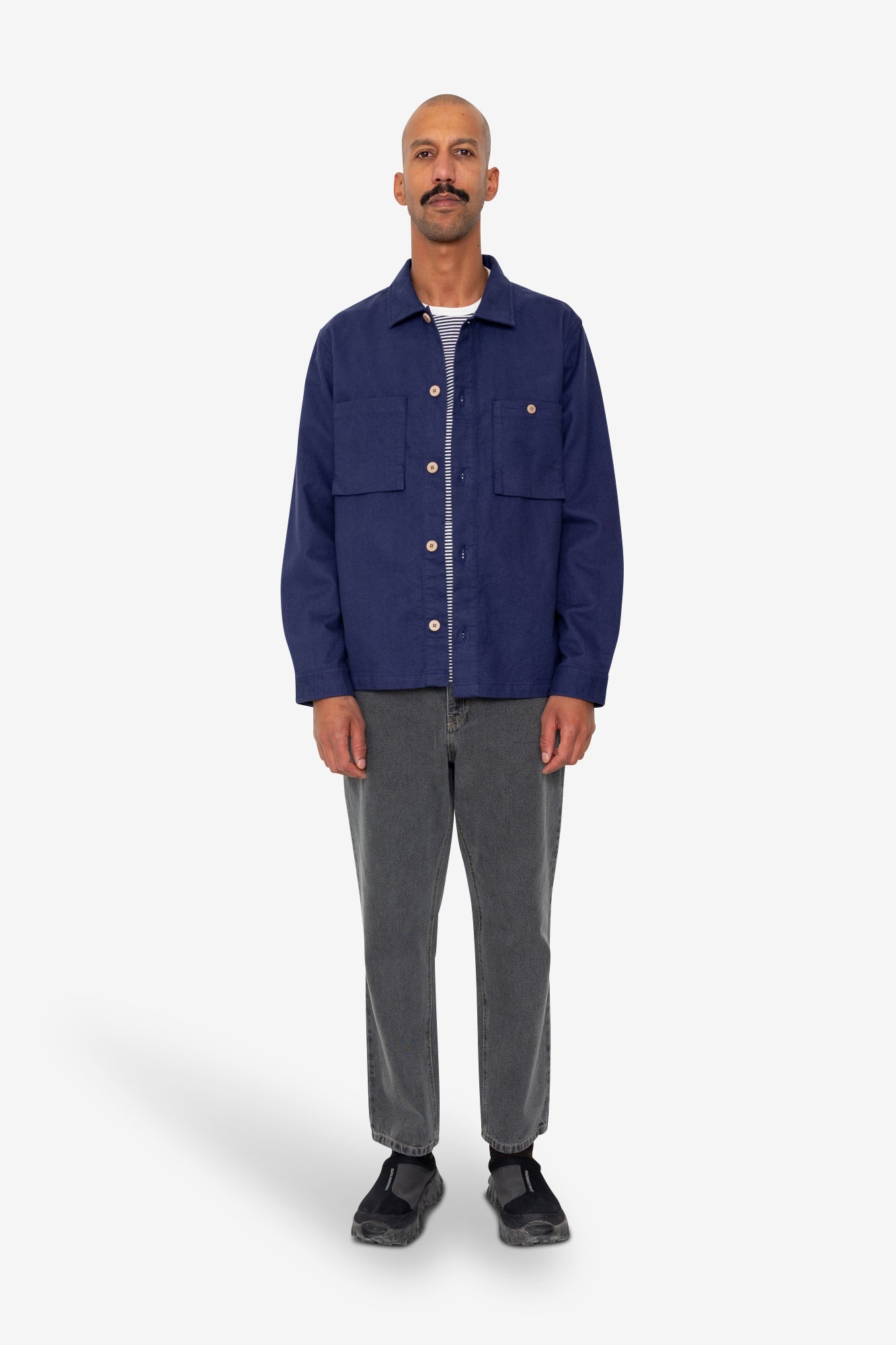 Patch Overshirt - Mid Blue Moleskin
