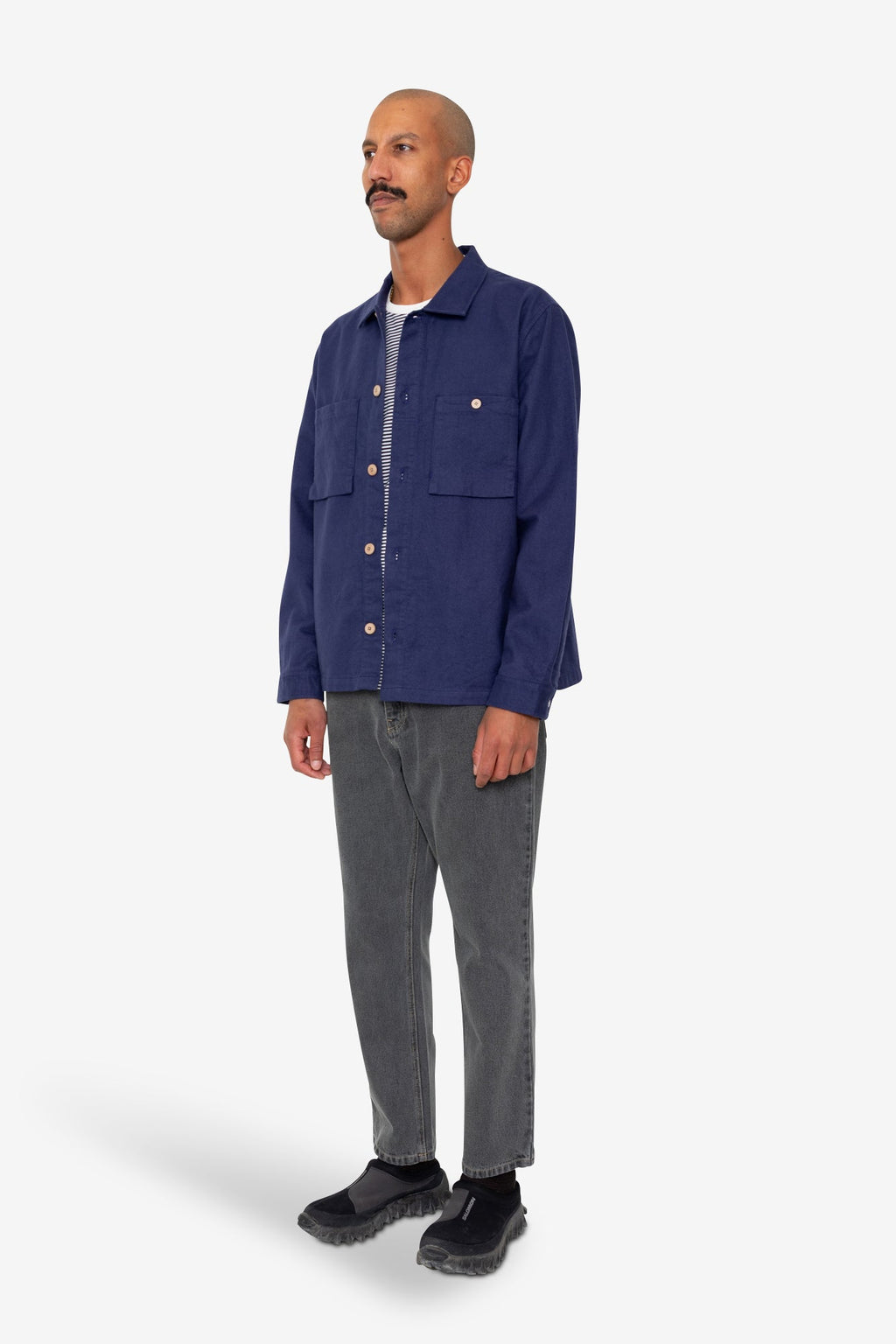 Patch Overshirt - Mid Blue Moleskin