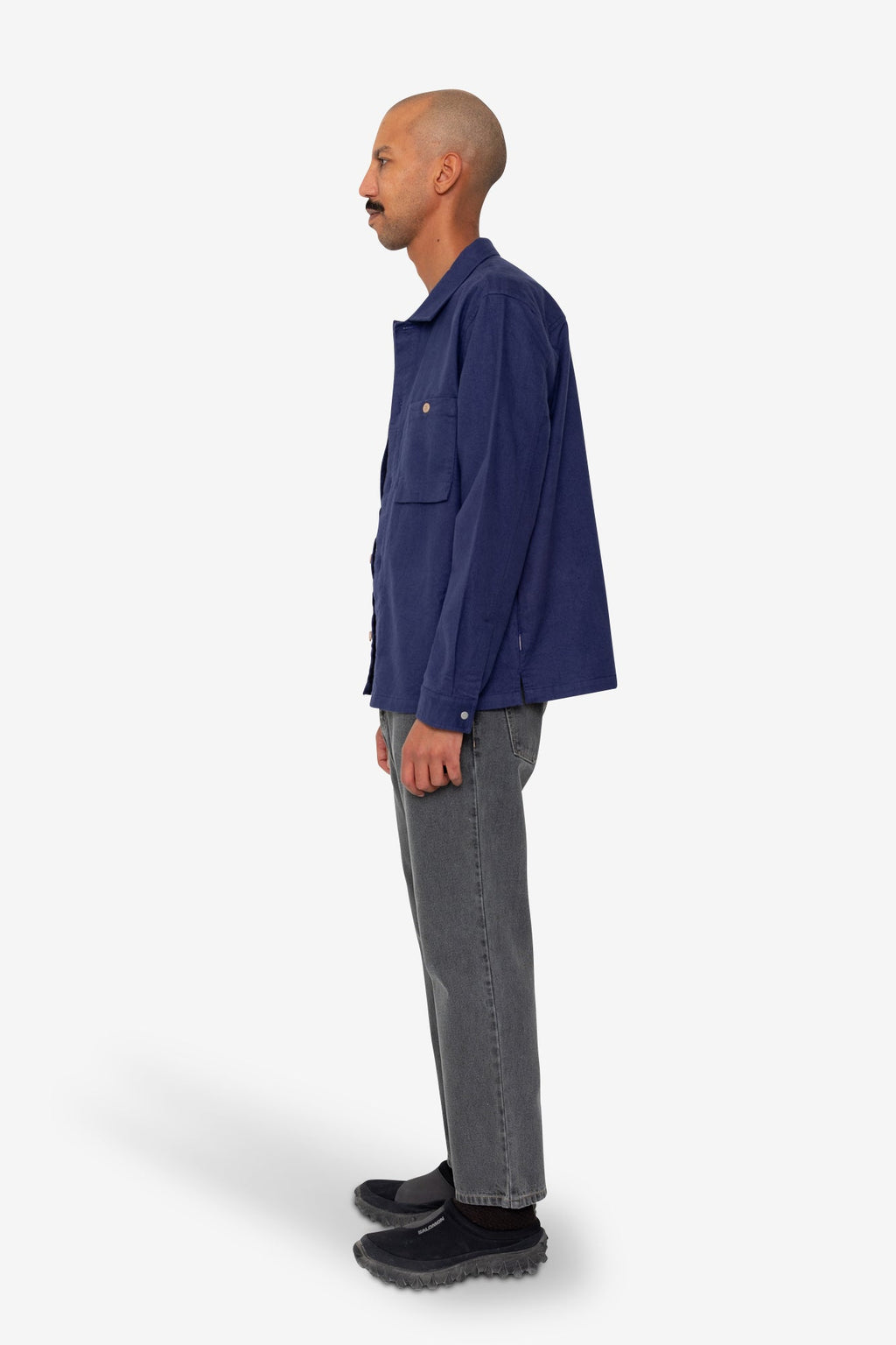 Patch Overshirt - Mid Blue Moleskin