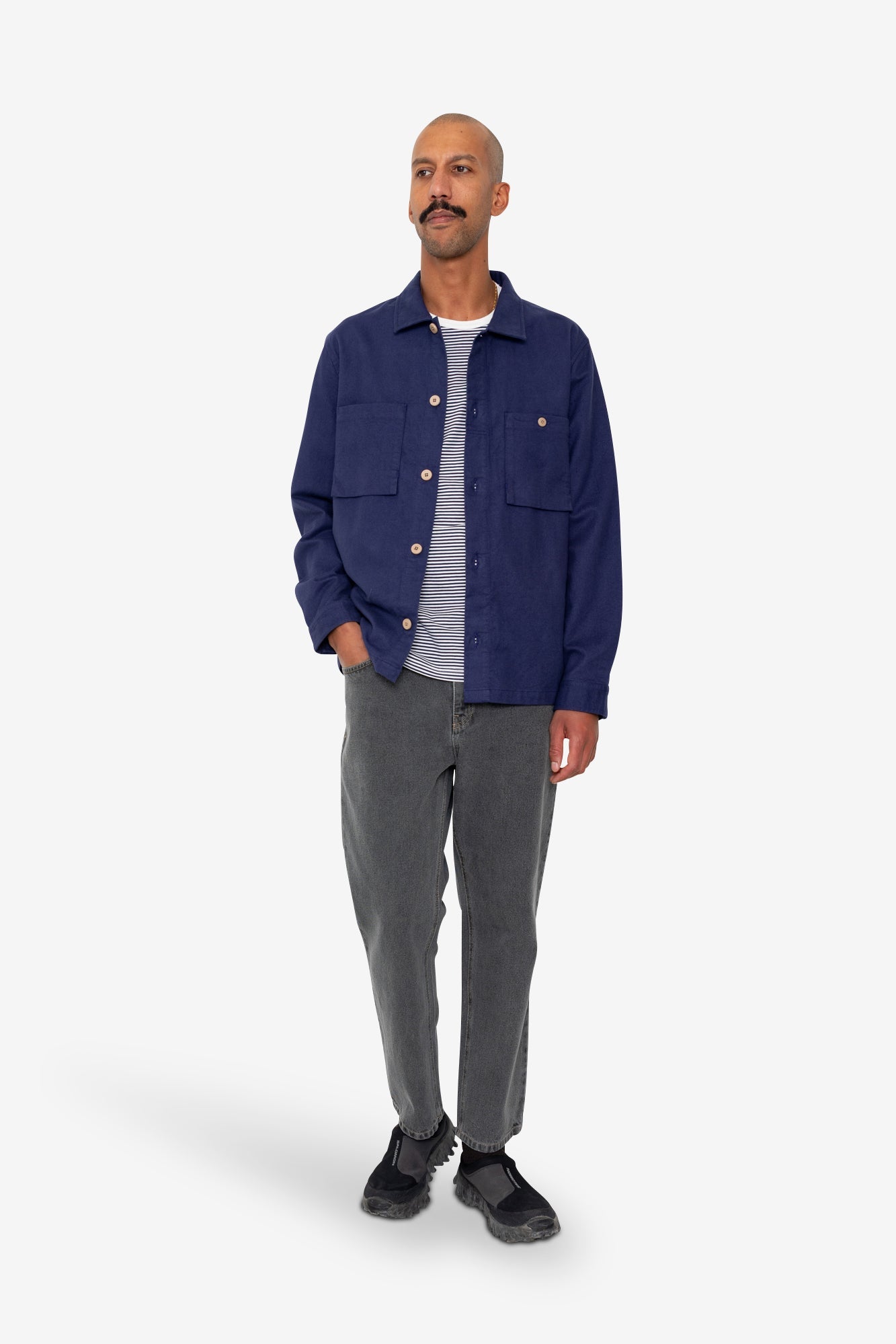 Patch Overshirt - Mid Blue Moleskin