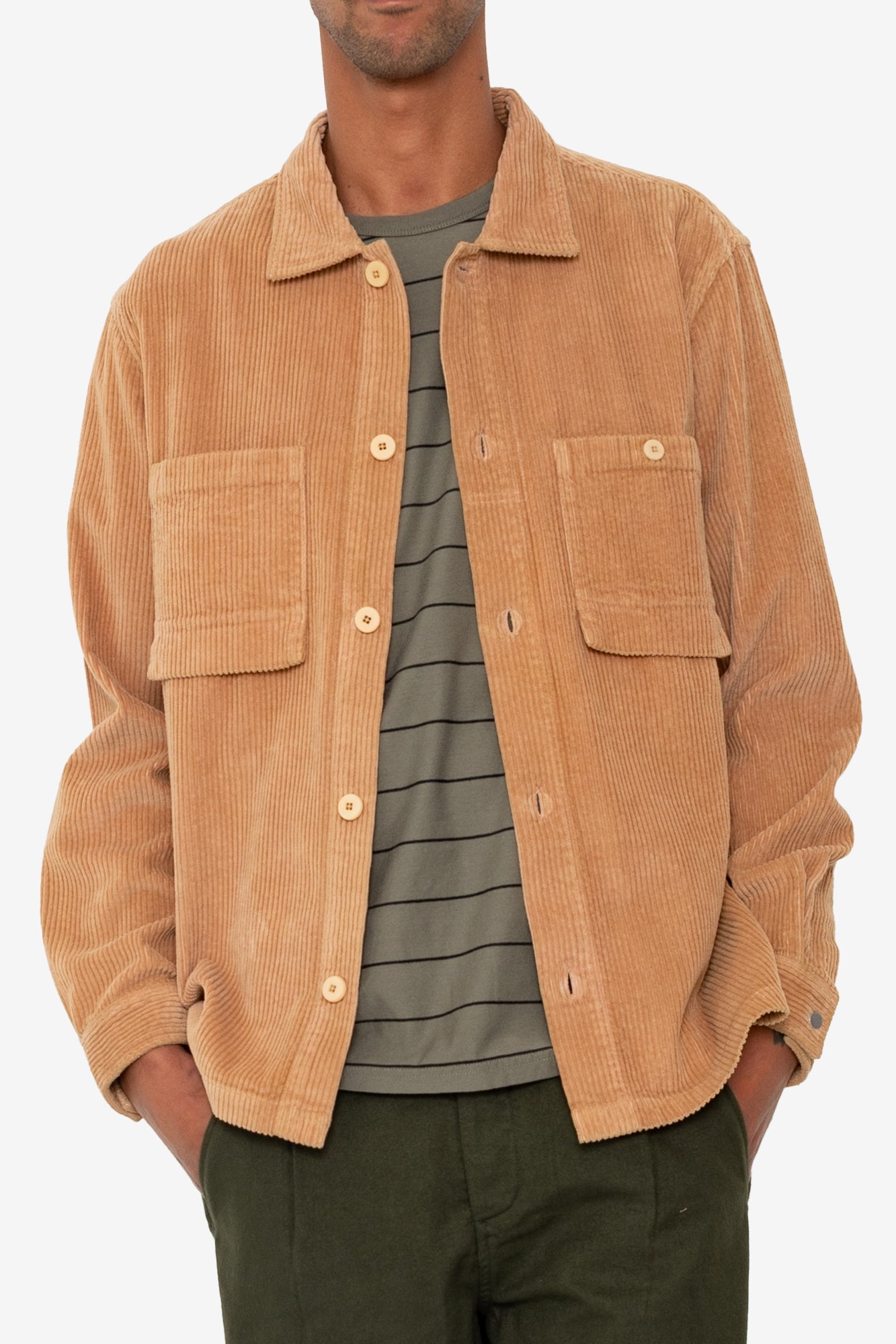 Patch Overshirt - Mink Chunky Cord