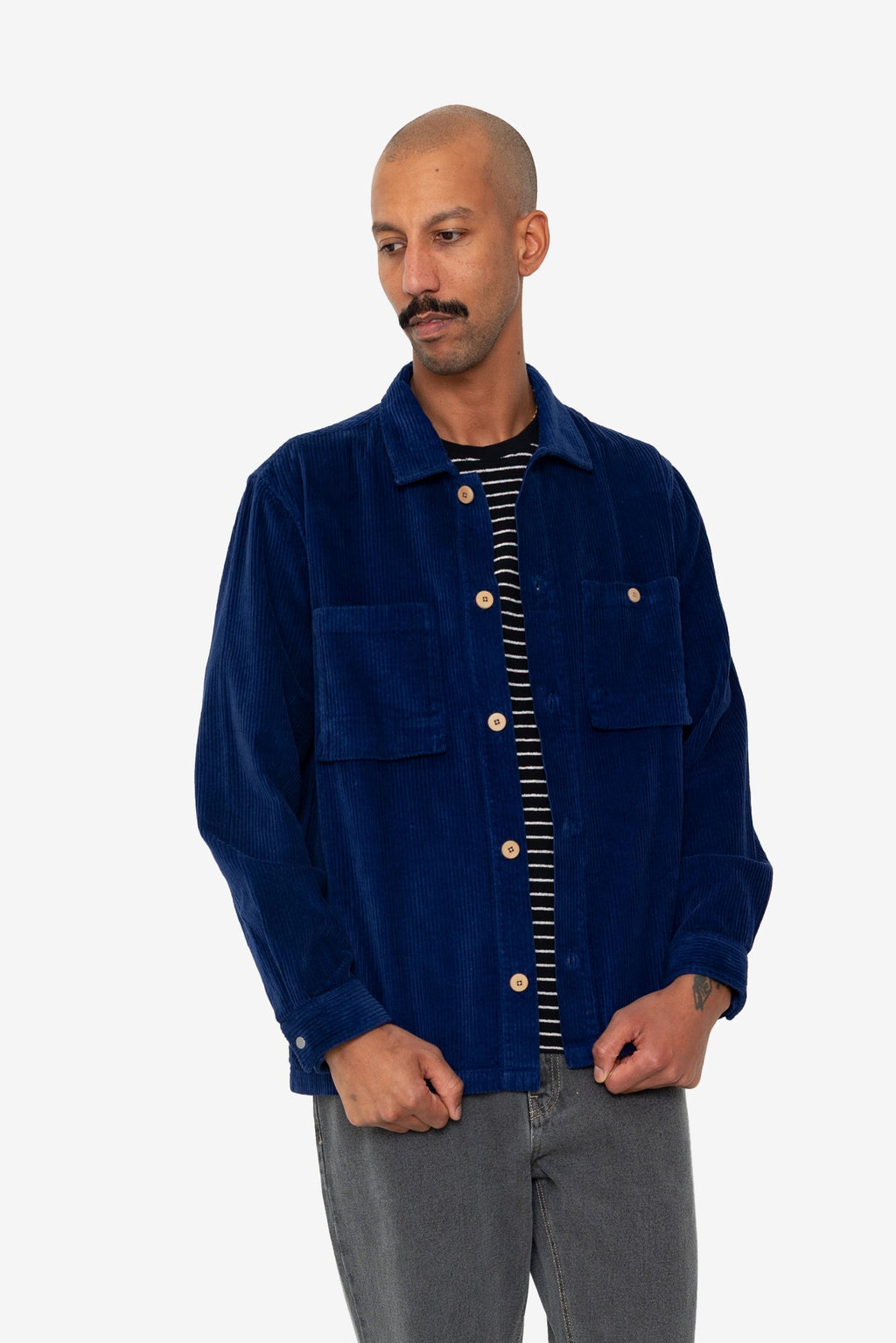 Patch Overshirt - Rich Navy Chunky Cord