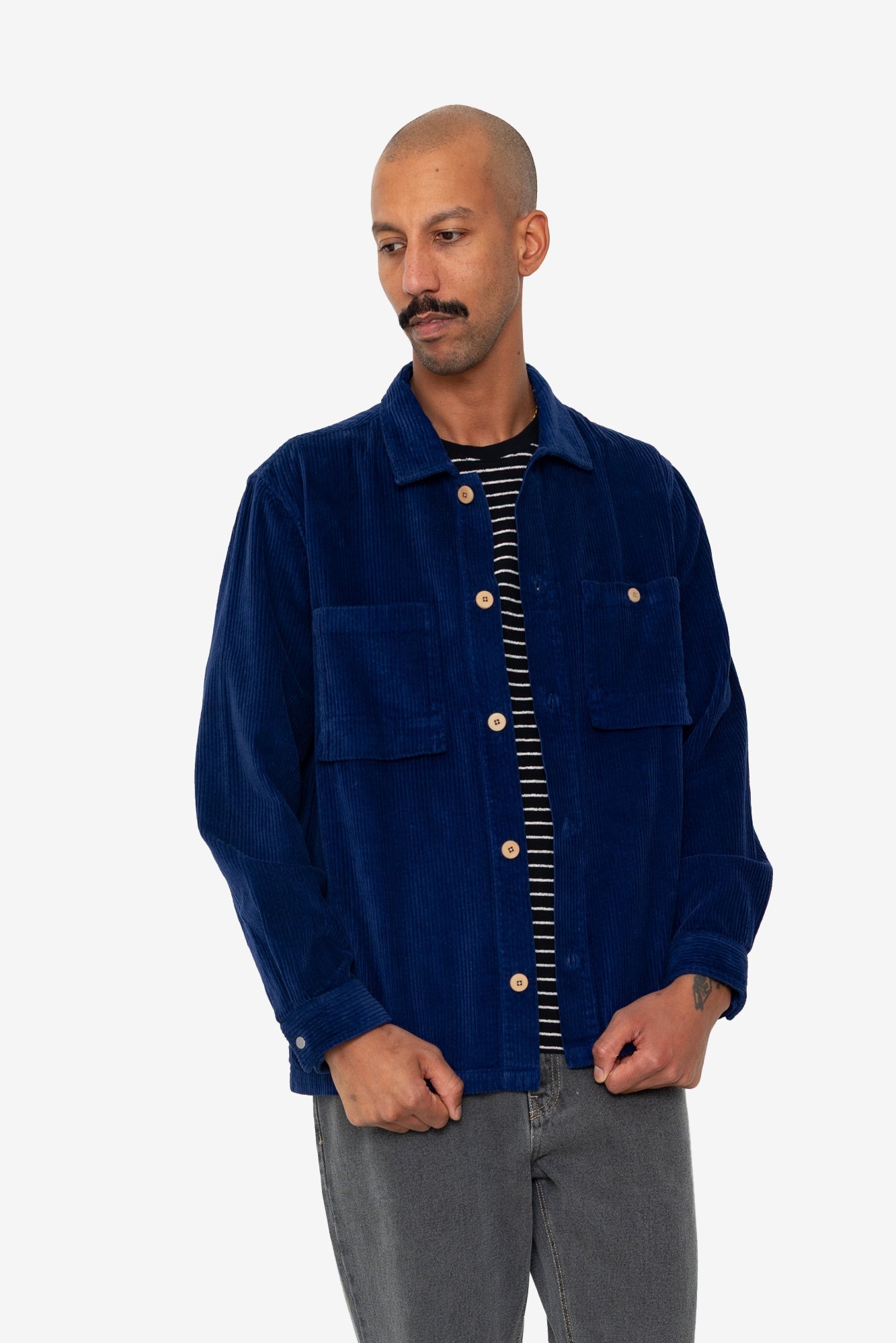Patch Overshirt - Rich Navy Chunky Cord