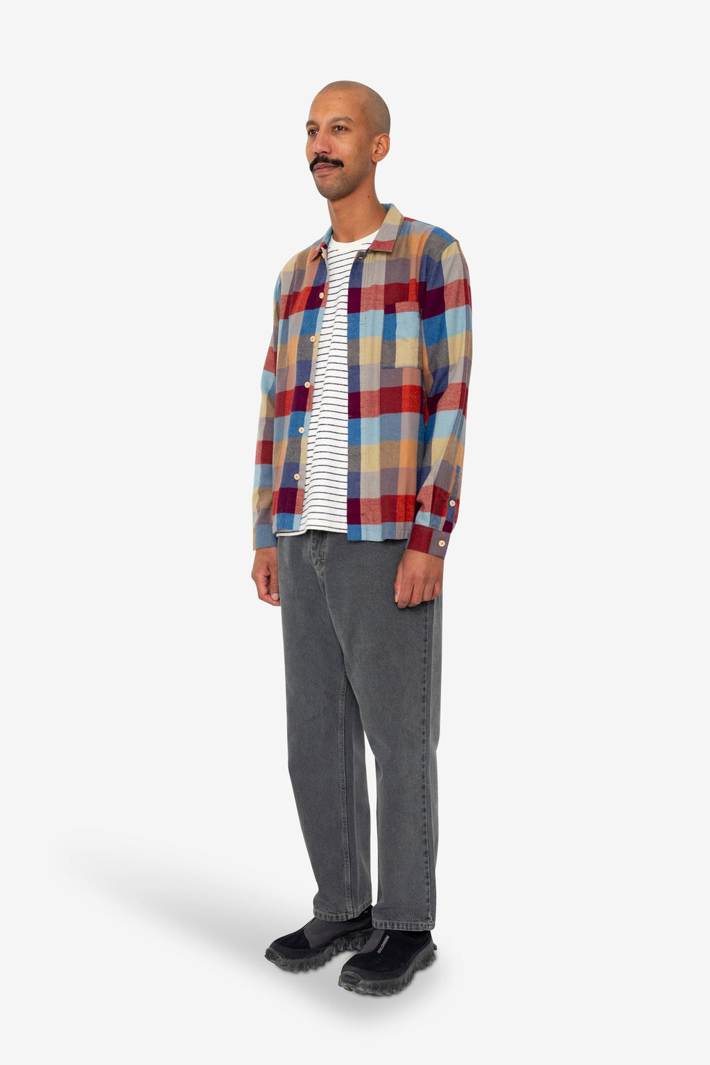 Patch Shirt - Crimson Blue Mix