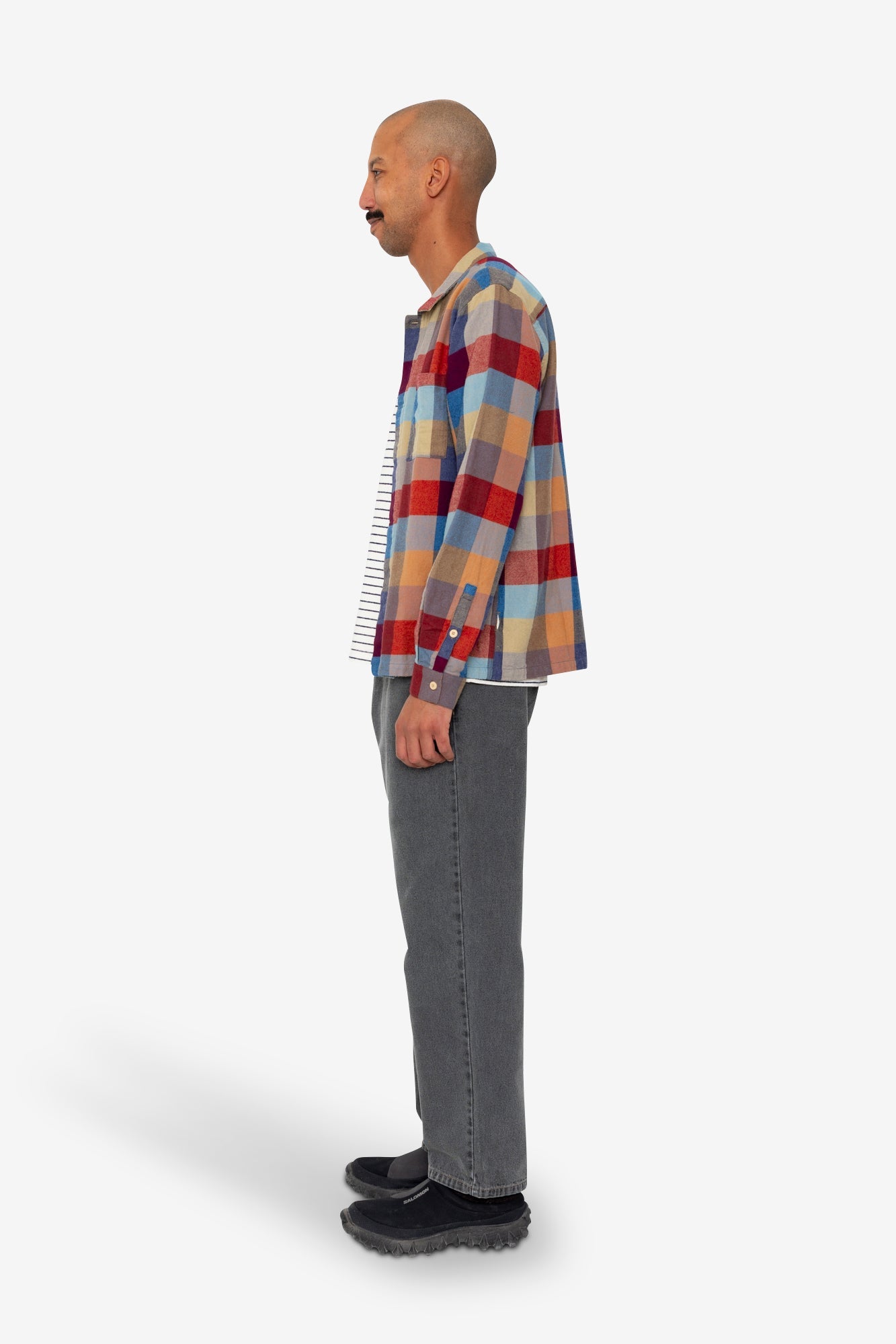 Patch Shirt - Crimson Blue Mix