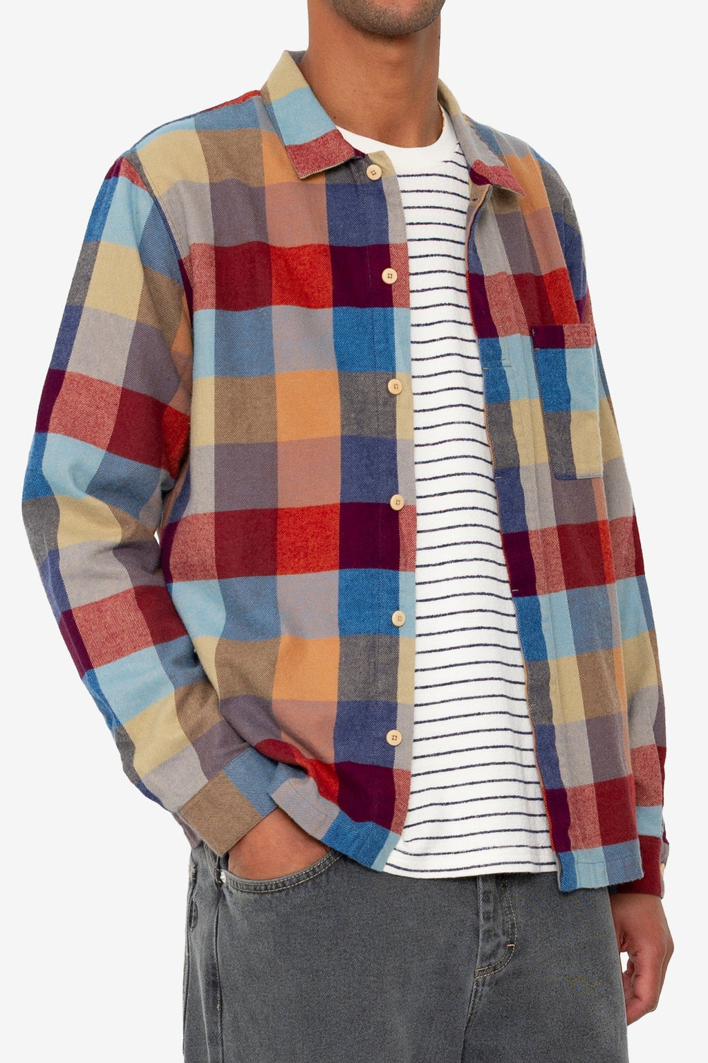 Patch Shirt - Crimson Blue Mix