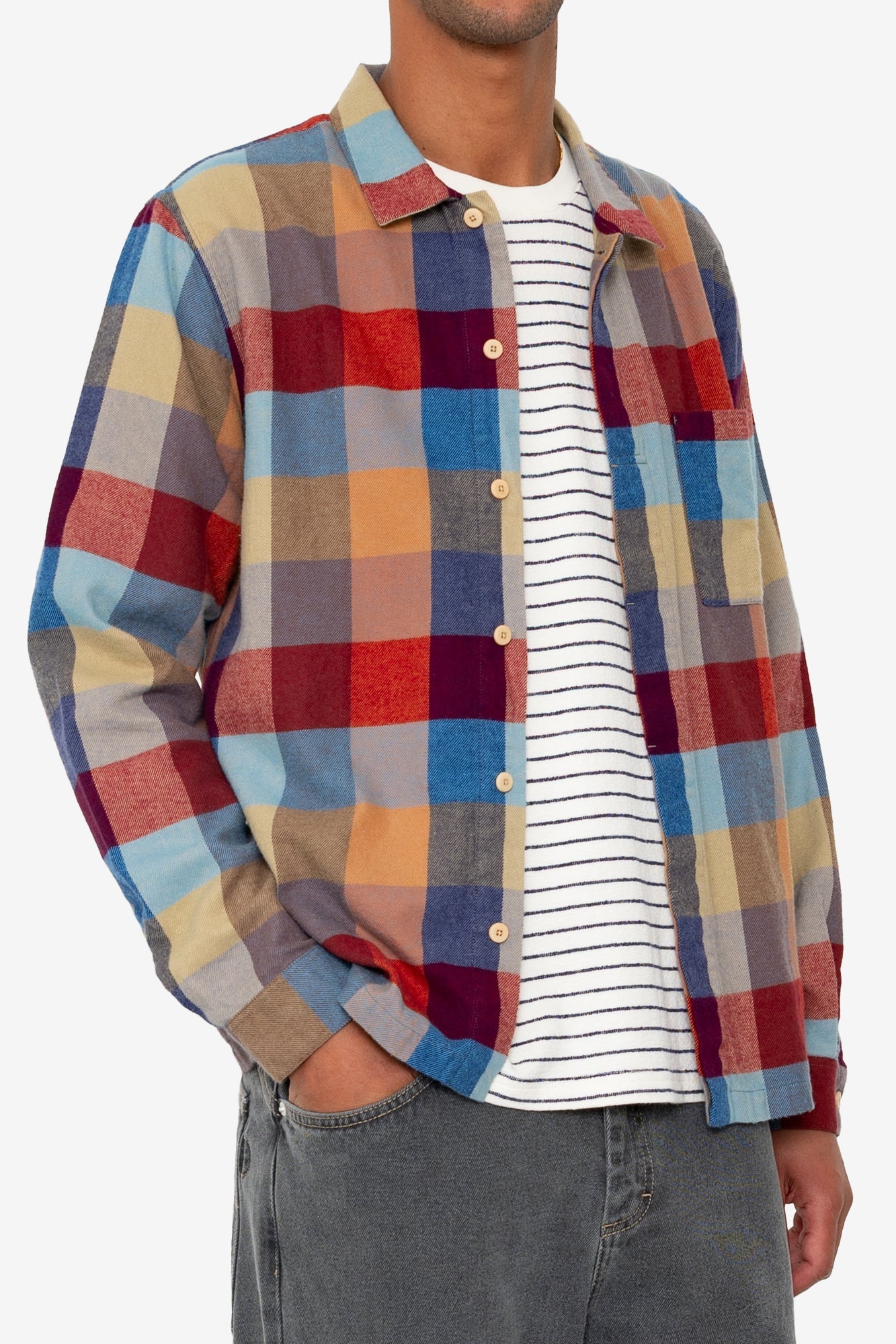 Patch Shirt - Crimson Blue Mix