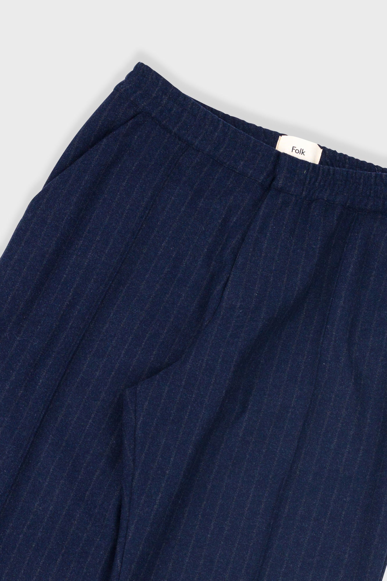 Pintuck Trouser - Navy Wool Stripe