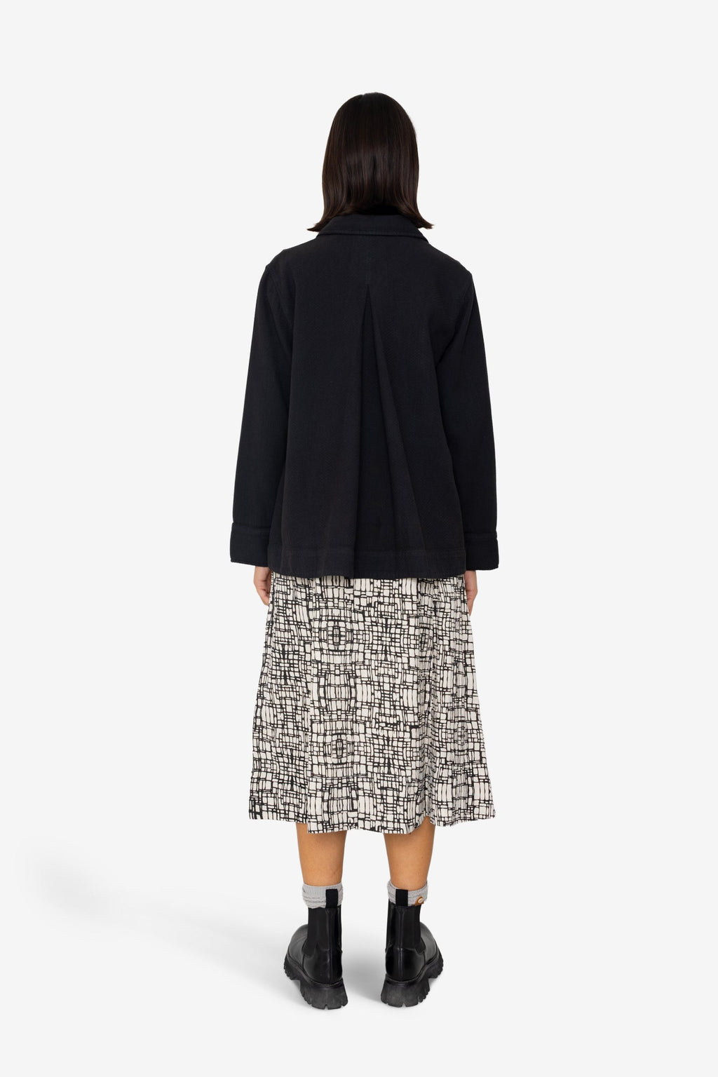 Pleated Shirt - Black Small Basketweave