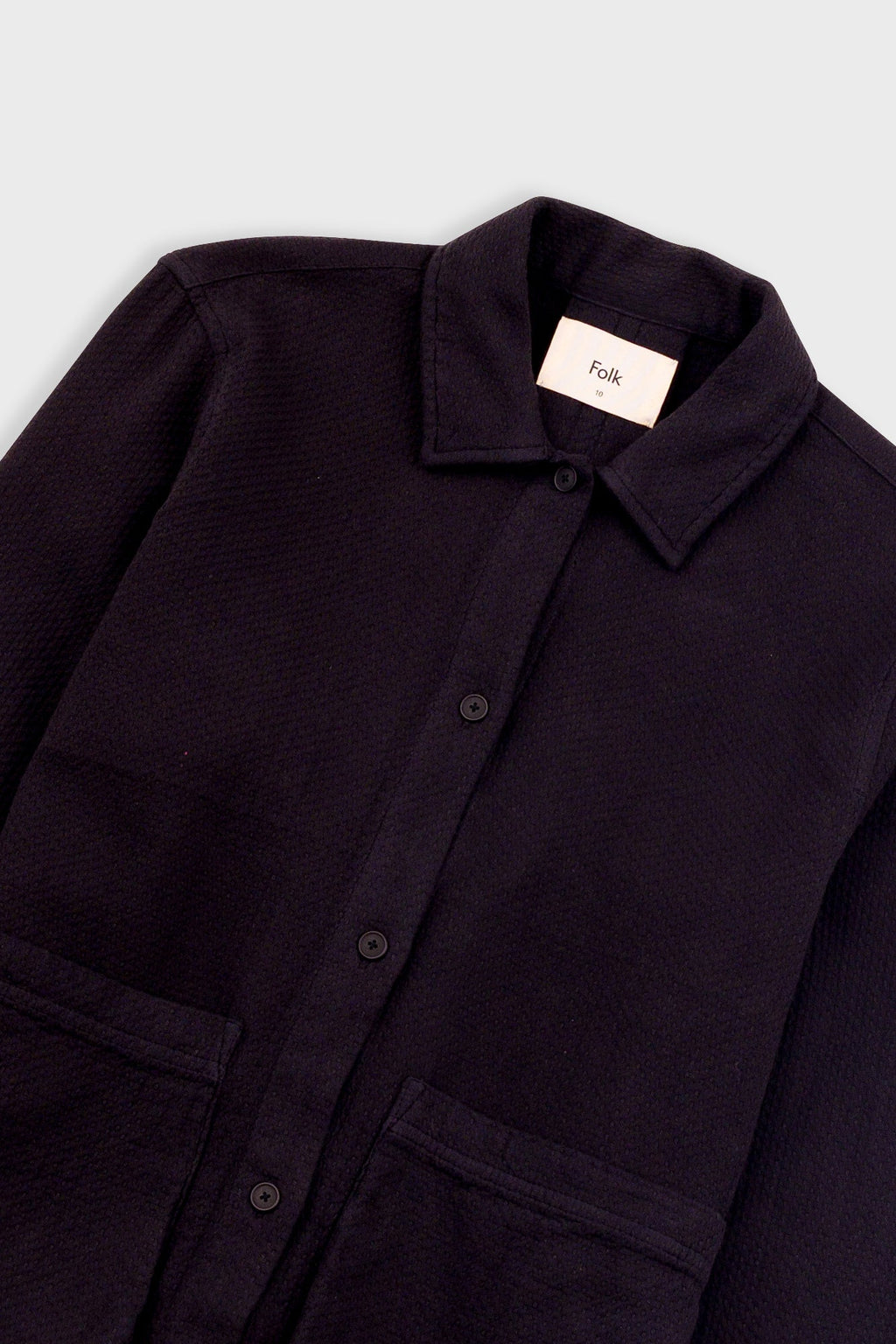 Pleated Shirt - Black Small Basketweave