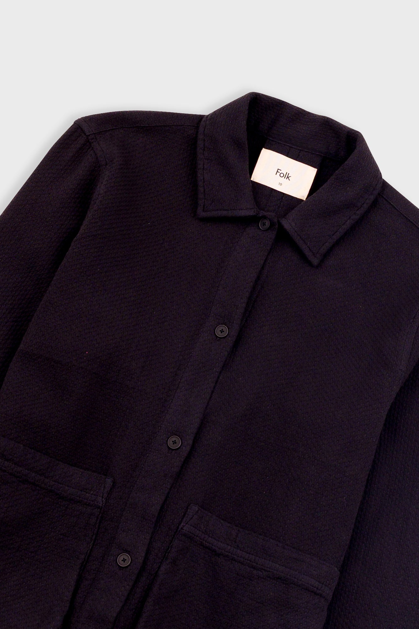 Pleated Shirt - Black Small Basketweave