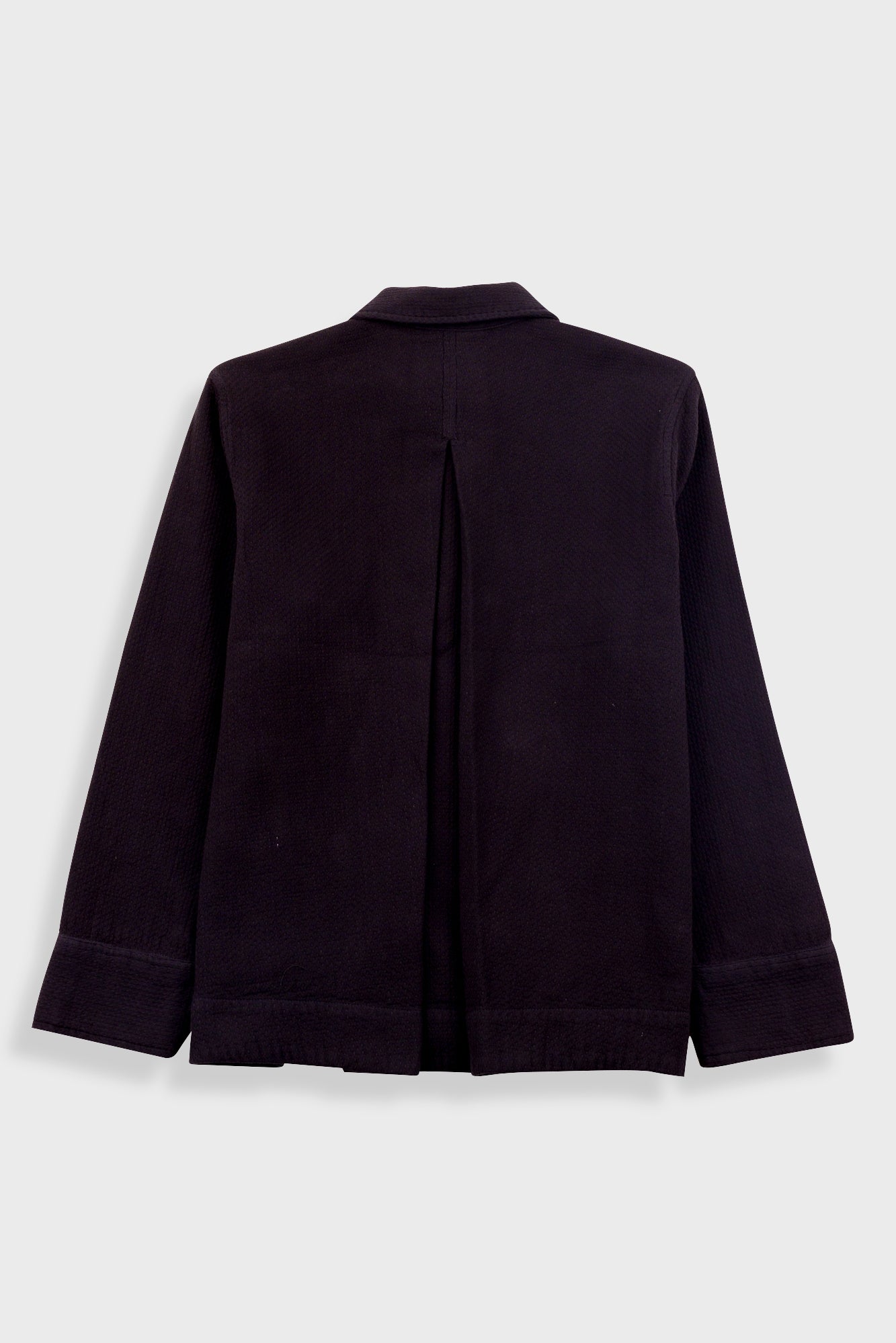 Pleated Shirt - Black Small Basketweave