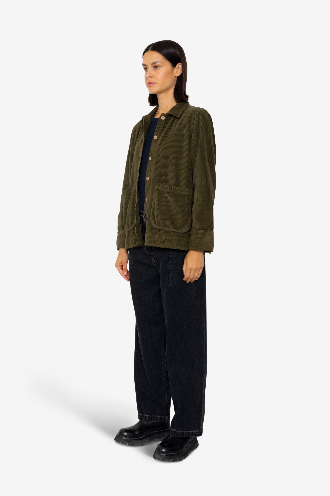 Pleated Shirt - Olive Cord