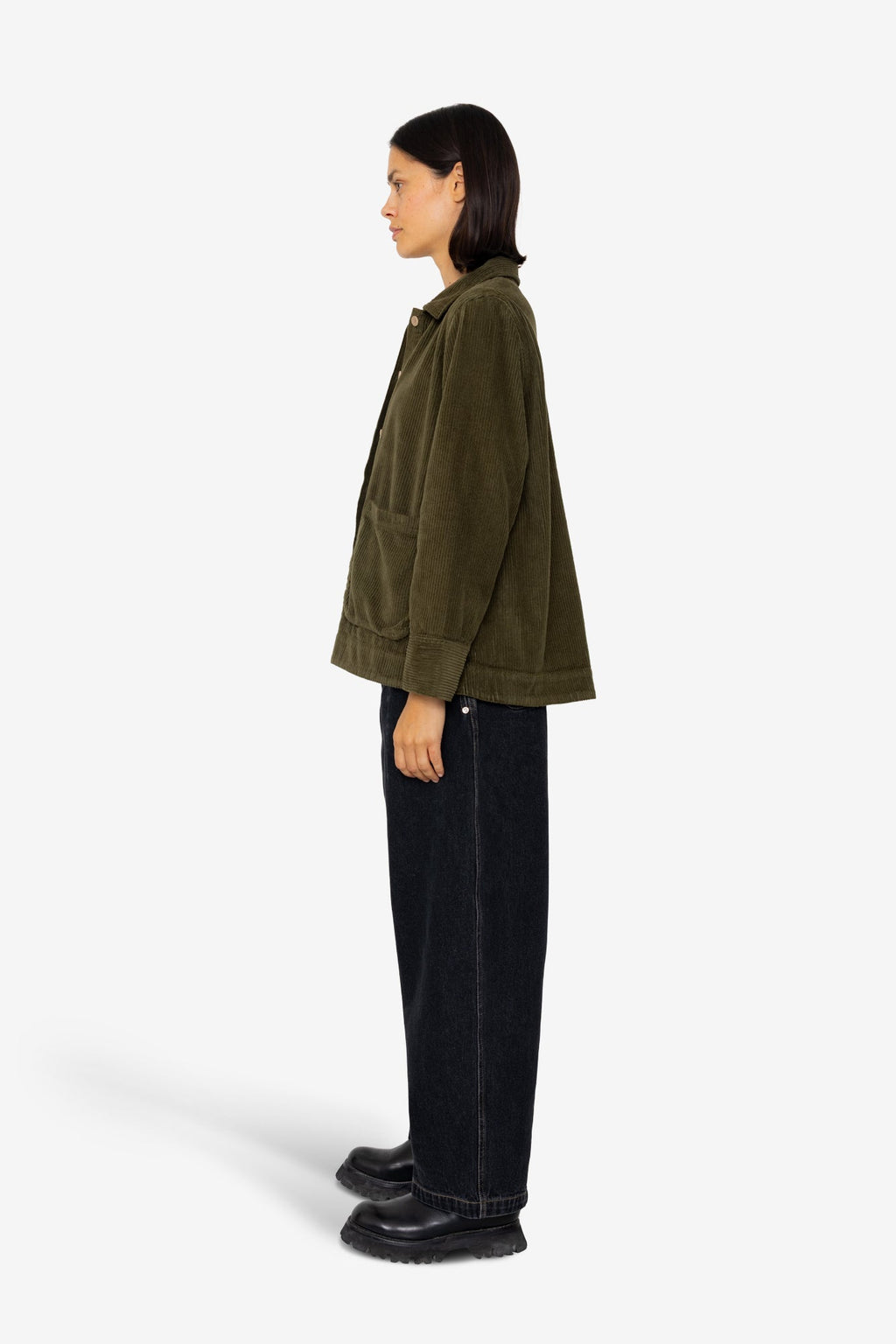 Pleated Shirt - Olive Cord