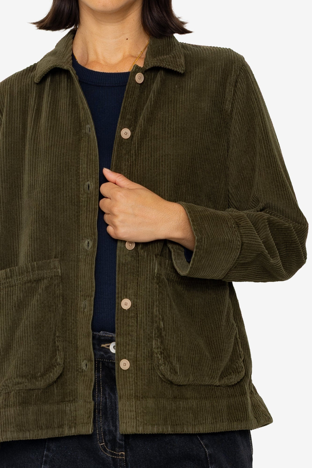 Pleated Shirt - Olive Cord