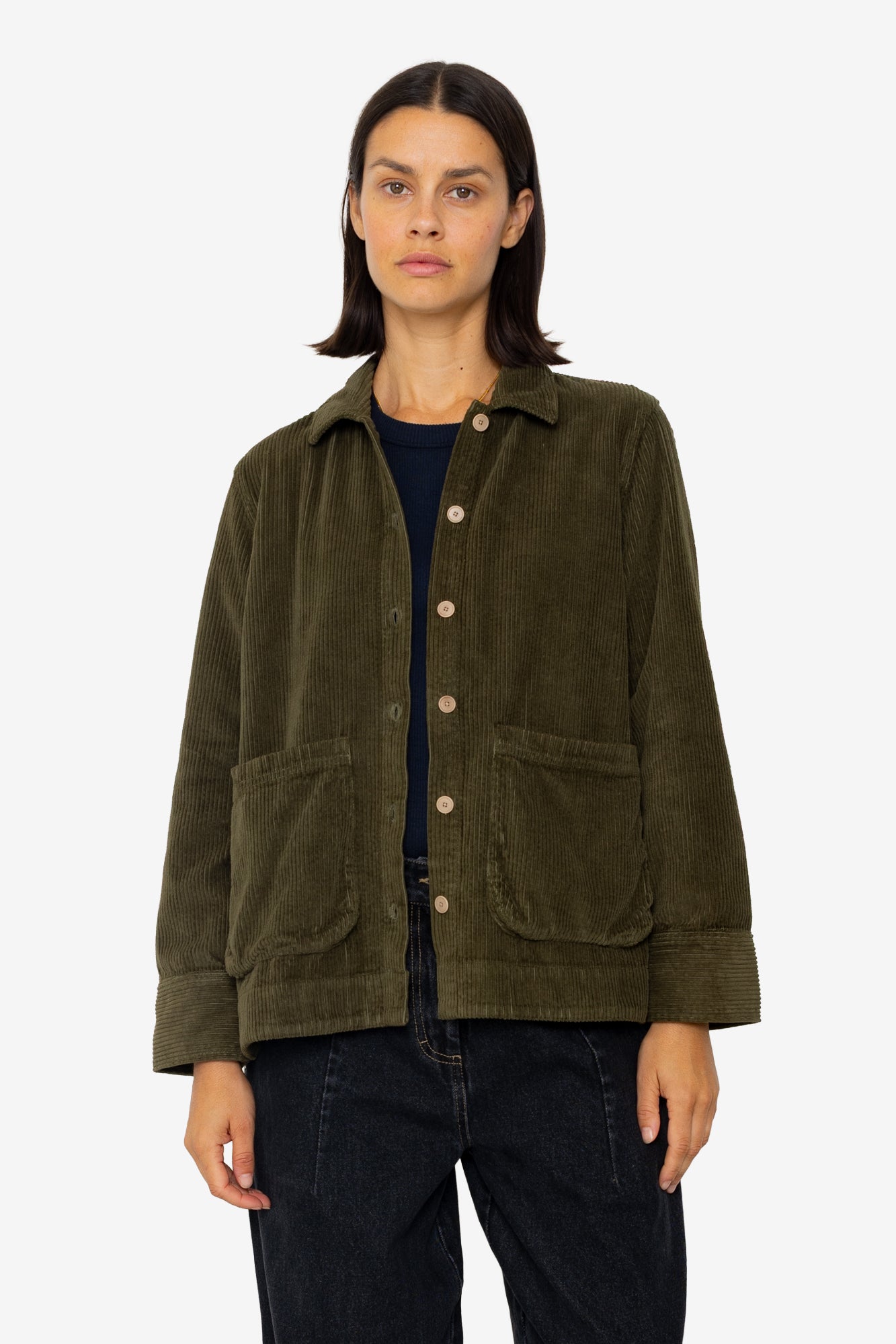 Pleated Shirt - Olive Cord