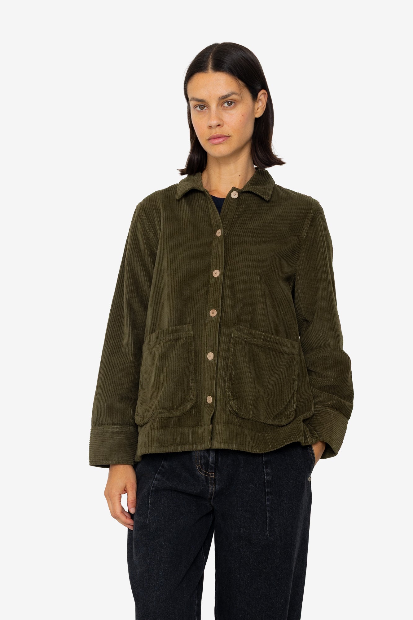 Pleated Shirt - Olive Cord