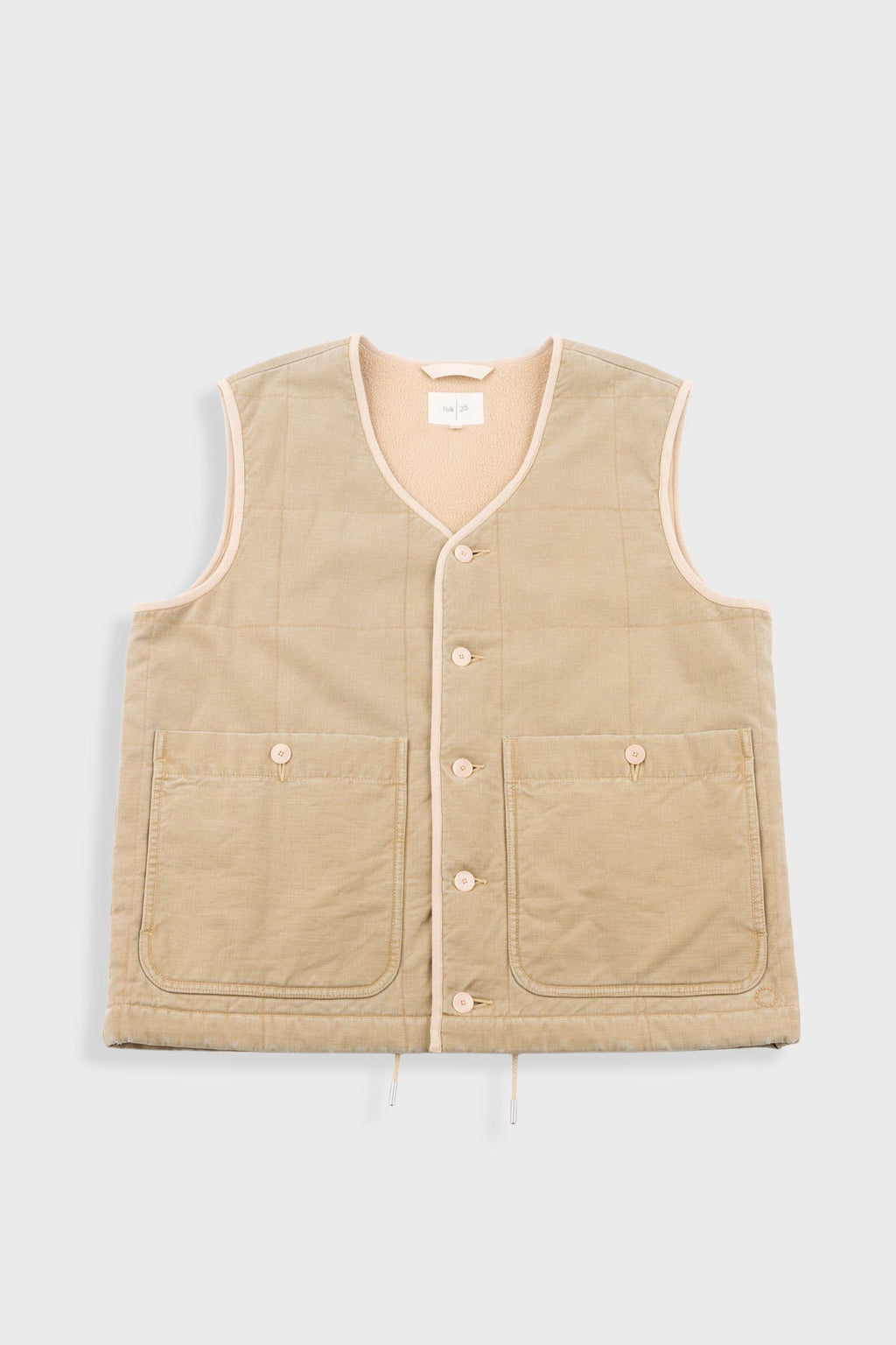 Quilted Gilet - Fossil Slub