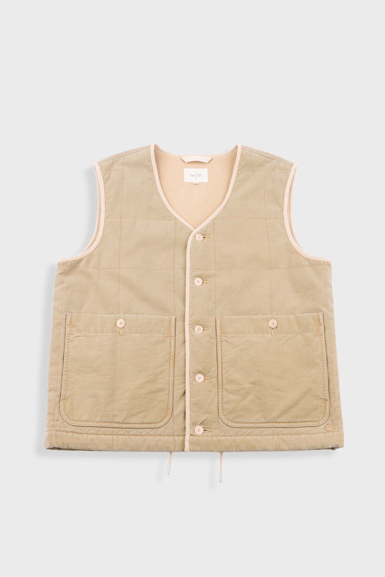 Quilted Gilet - Fossil Slub