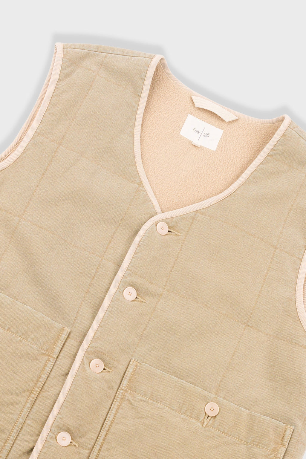 Quilted Gilet - Fossil Slub