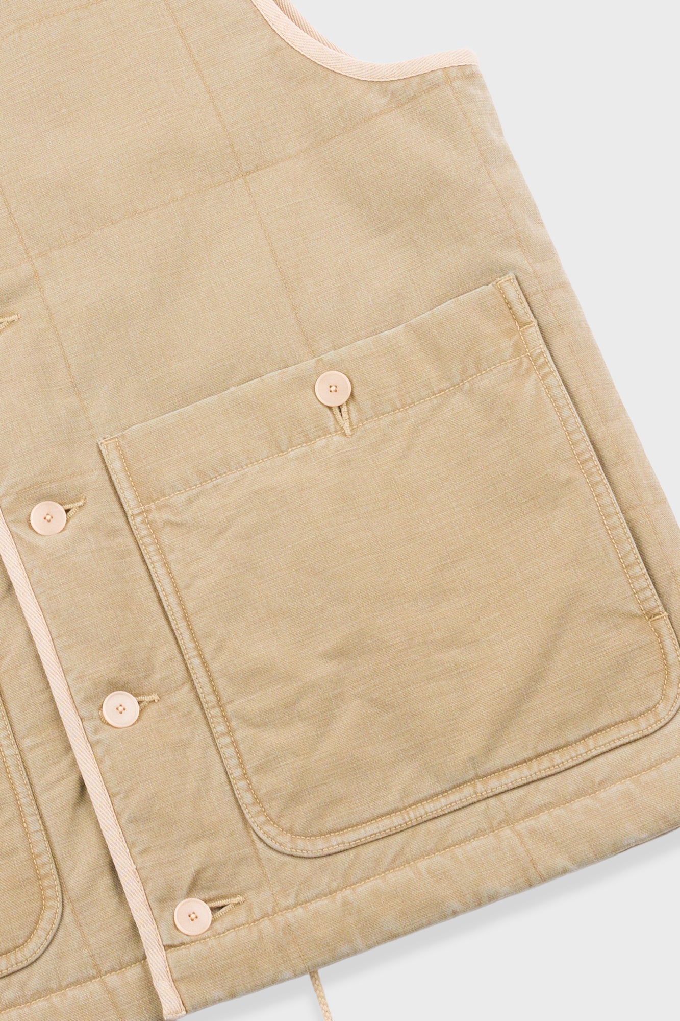 Quilted Gilet - Fossil Slub