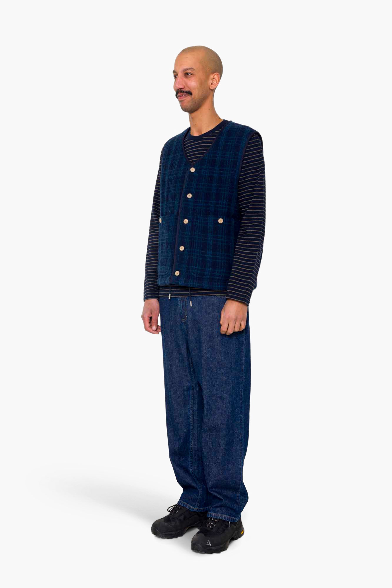 Quilted Gilet - Indigo Textured Check