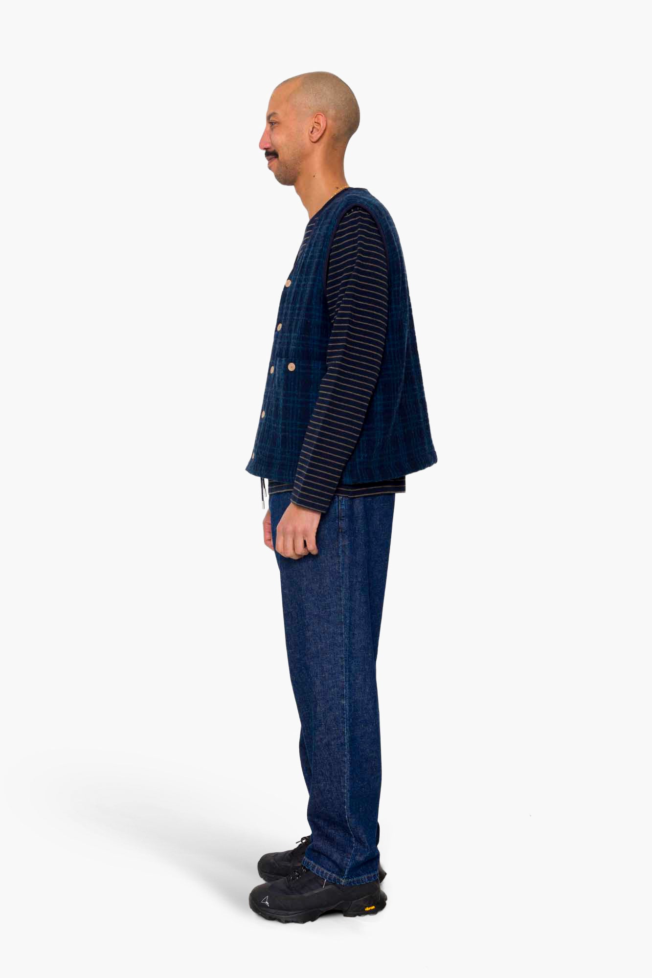 Quilted Gilet - Indigo Textured Check