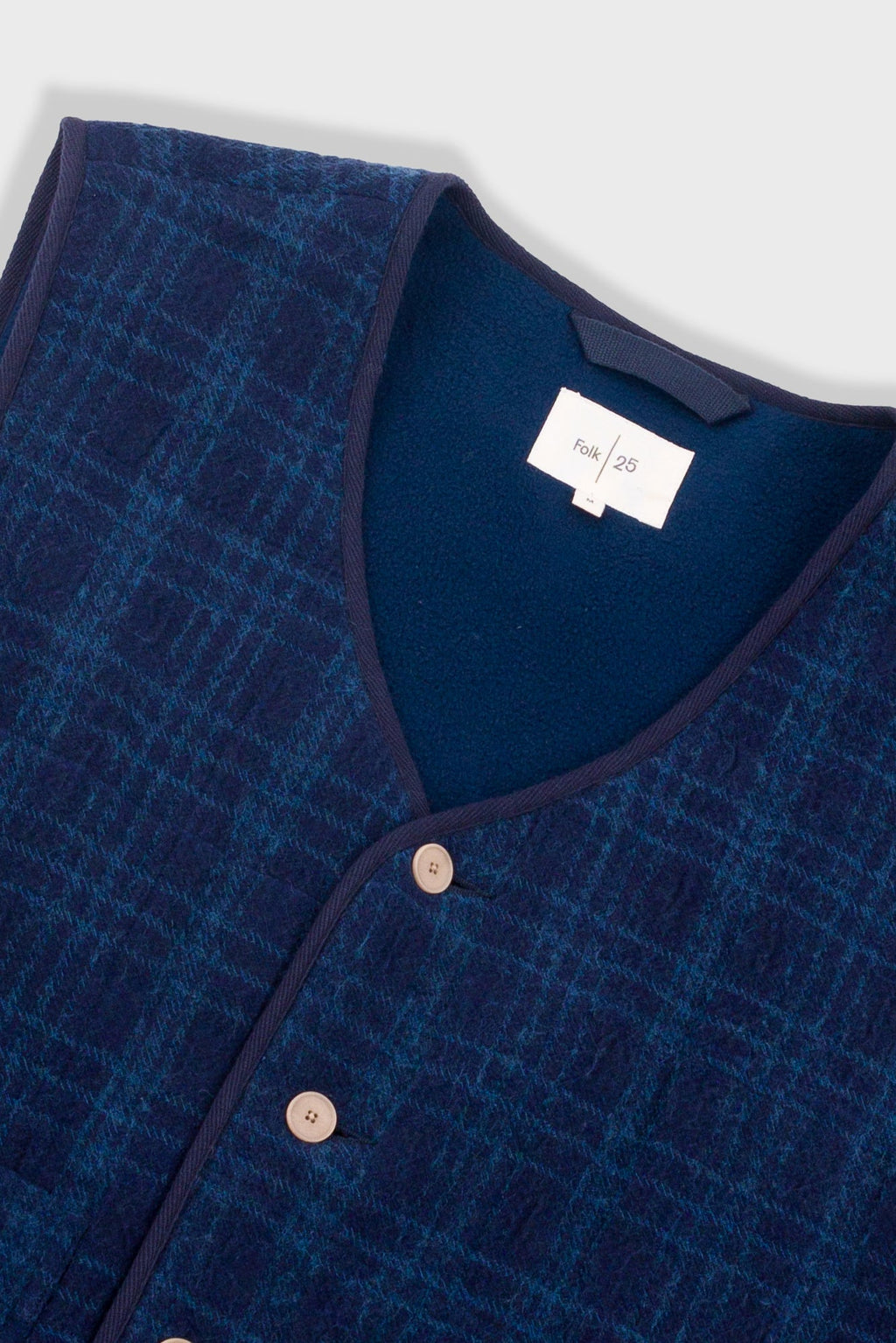 Quilted Gilet - Indigo Textured Check