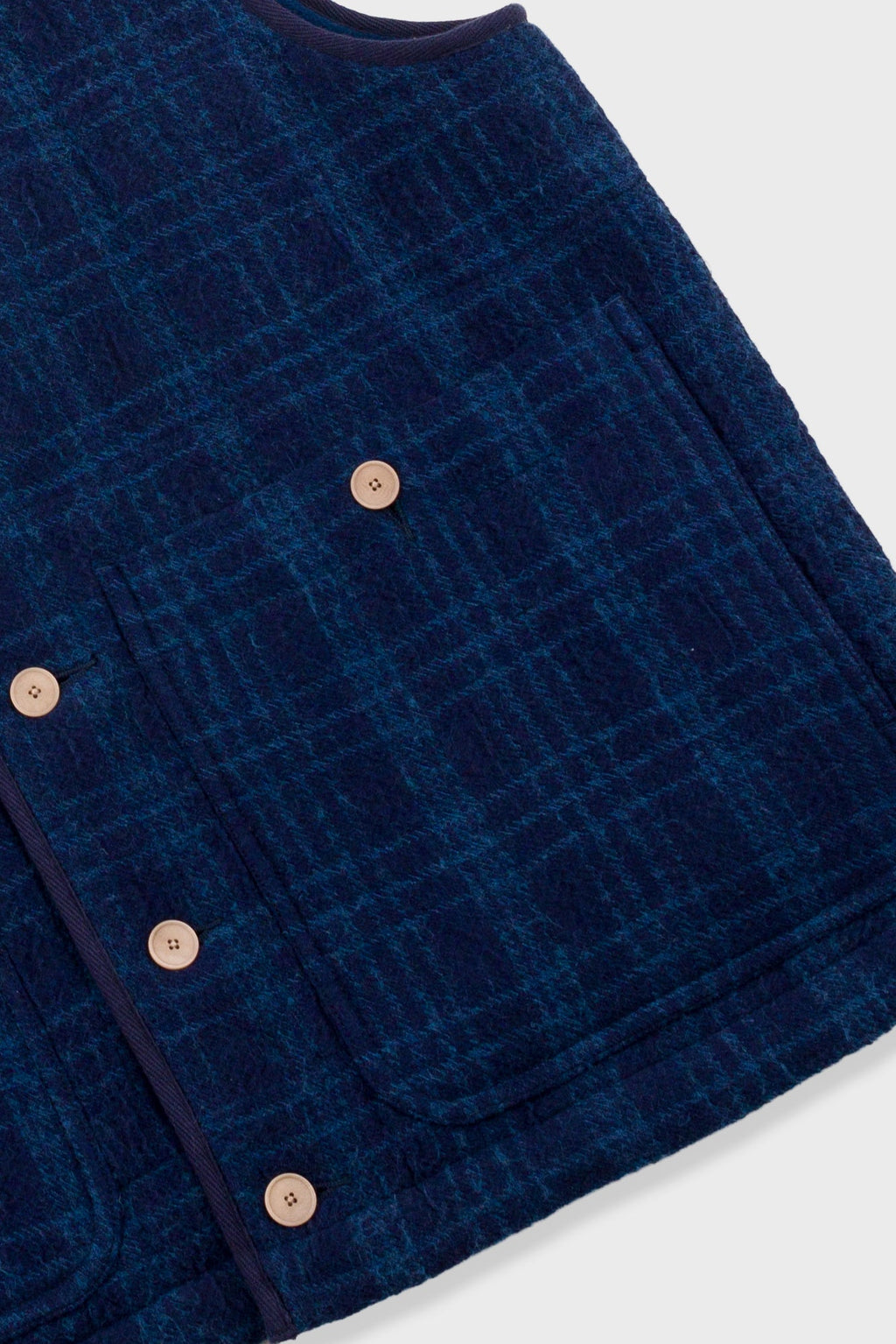 Quilted Gilet - Indigo Textured Check