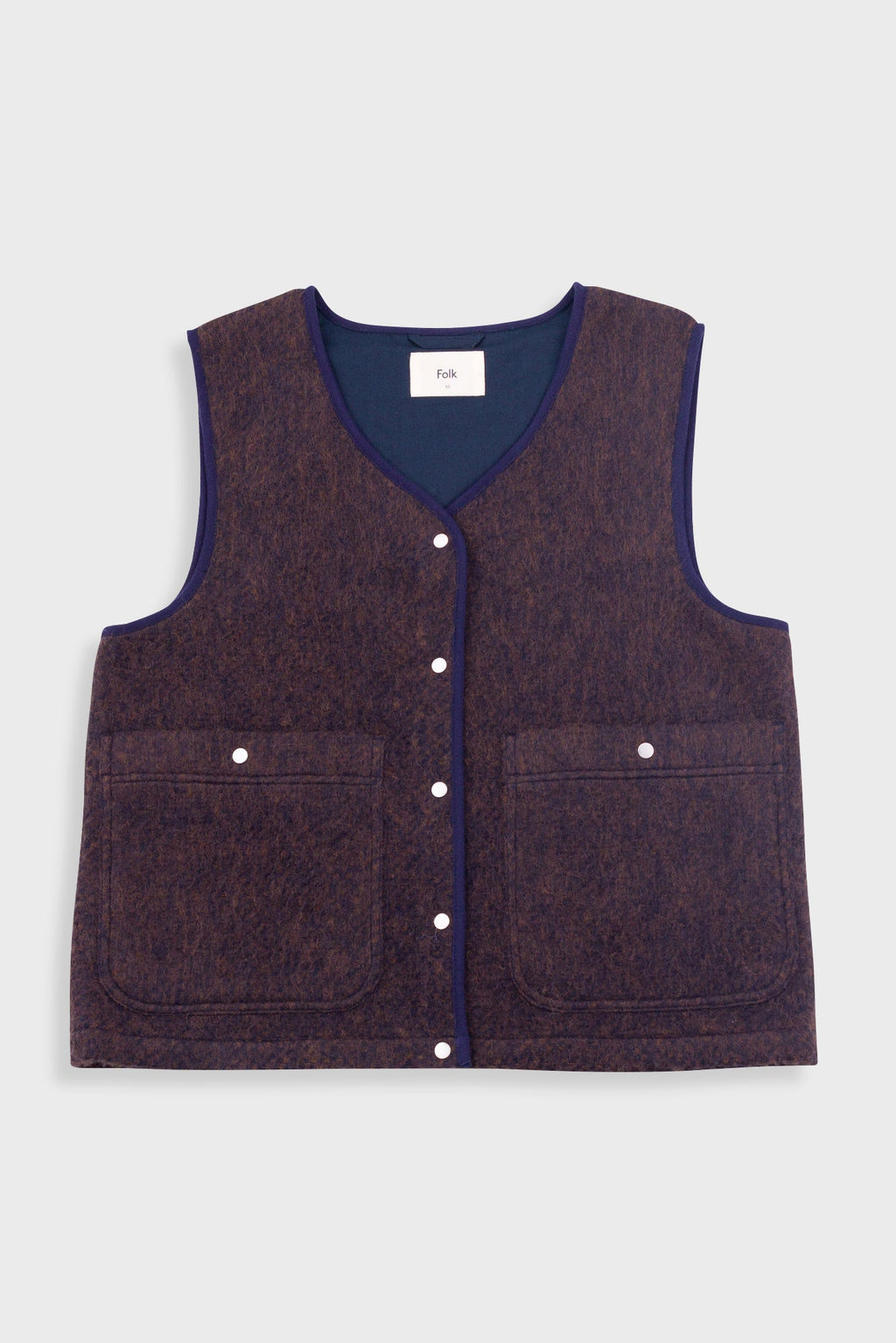 Quilted Gilet - Navy Espresso Brushed Wool