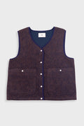 Quilted Gilet - Navy Espresso Brushed Wool