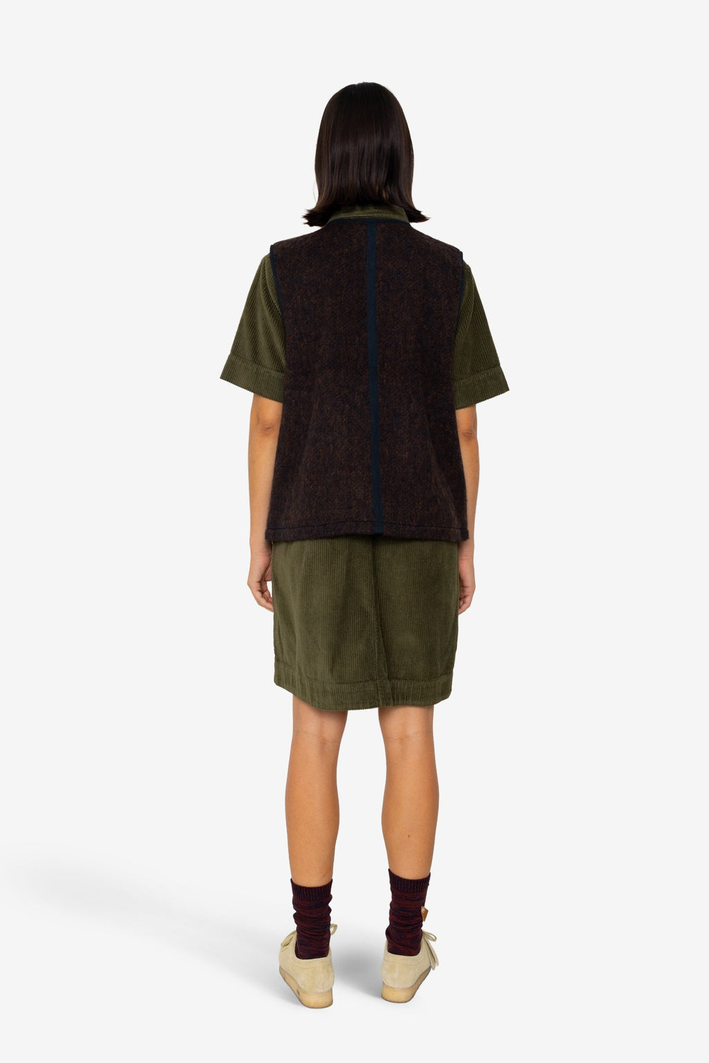 Quilted Gilet - Navy Espresso Brushed Wool